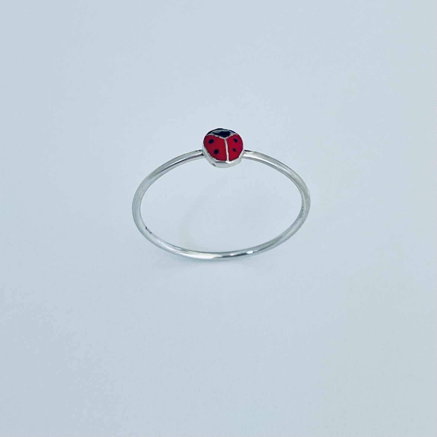 925 Sterling Silver Dainty Tiny Ladybug Ring | Spirit Bug Nature Silver Rings