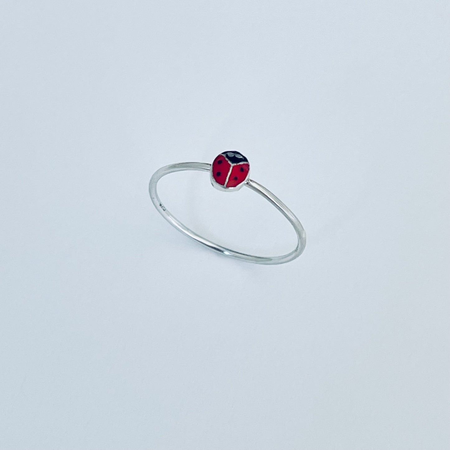 925 Sterling Silver Dainty Tiny Ladybug Ring | Spirit Bug Nature Silver Rings