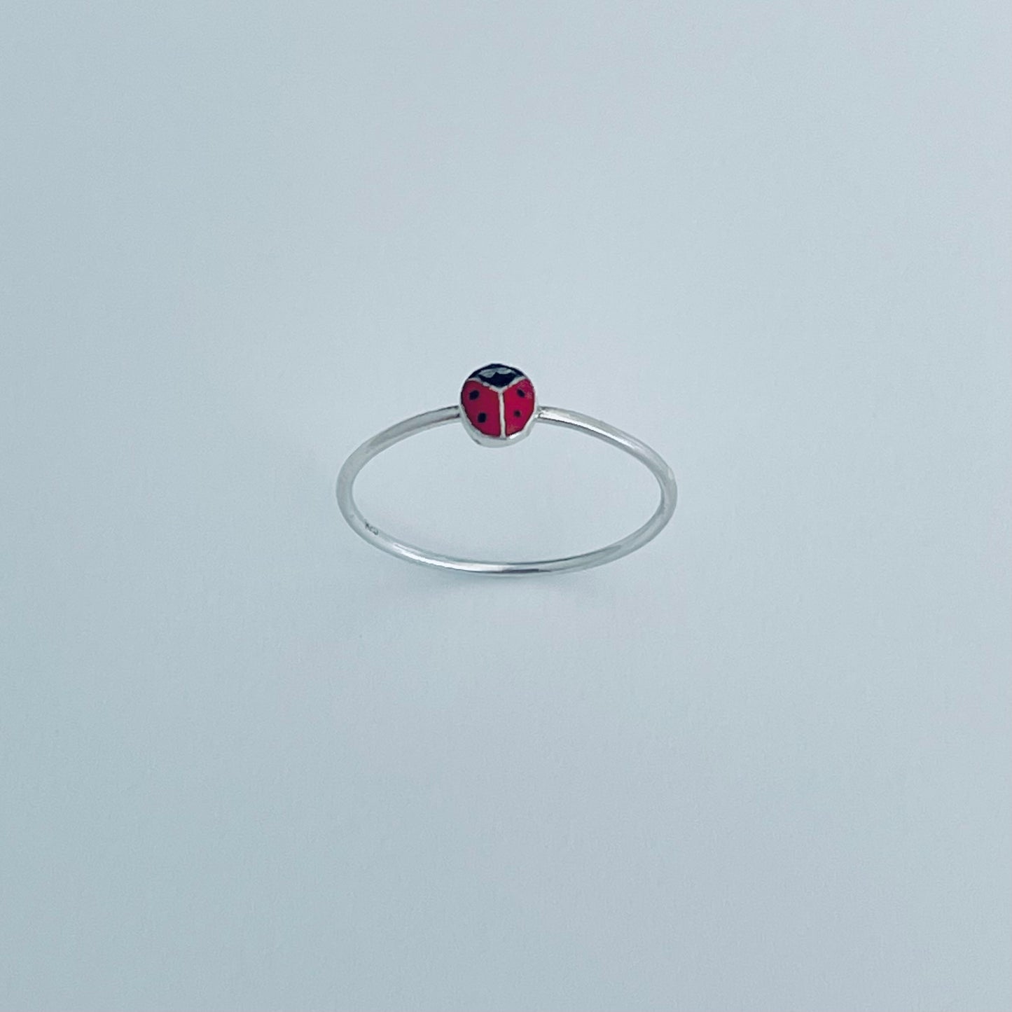 925 Sterling Silver Dainty Tiny Ladybug Ring | Spirit Bug Nature Silver Rings