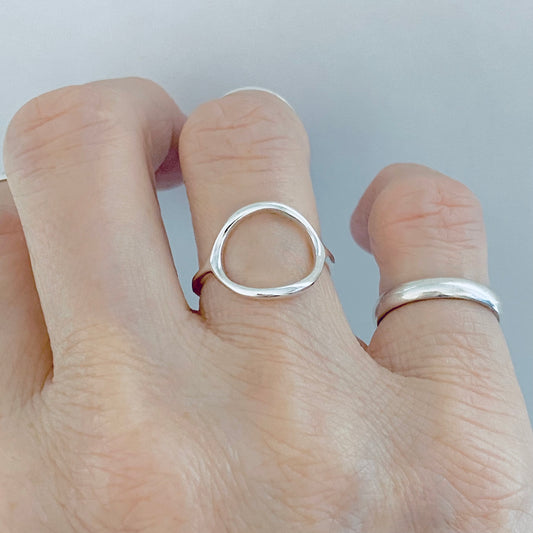 925 Sterling Silver Large Thin Open Circle Ring | Circle of Life & Halo Jewelry