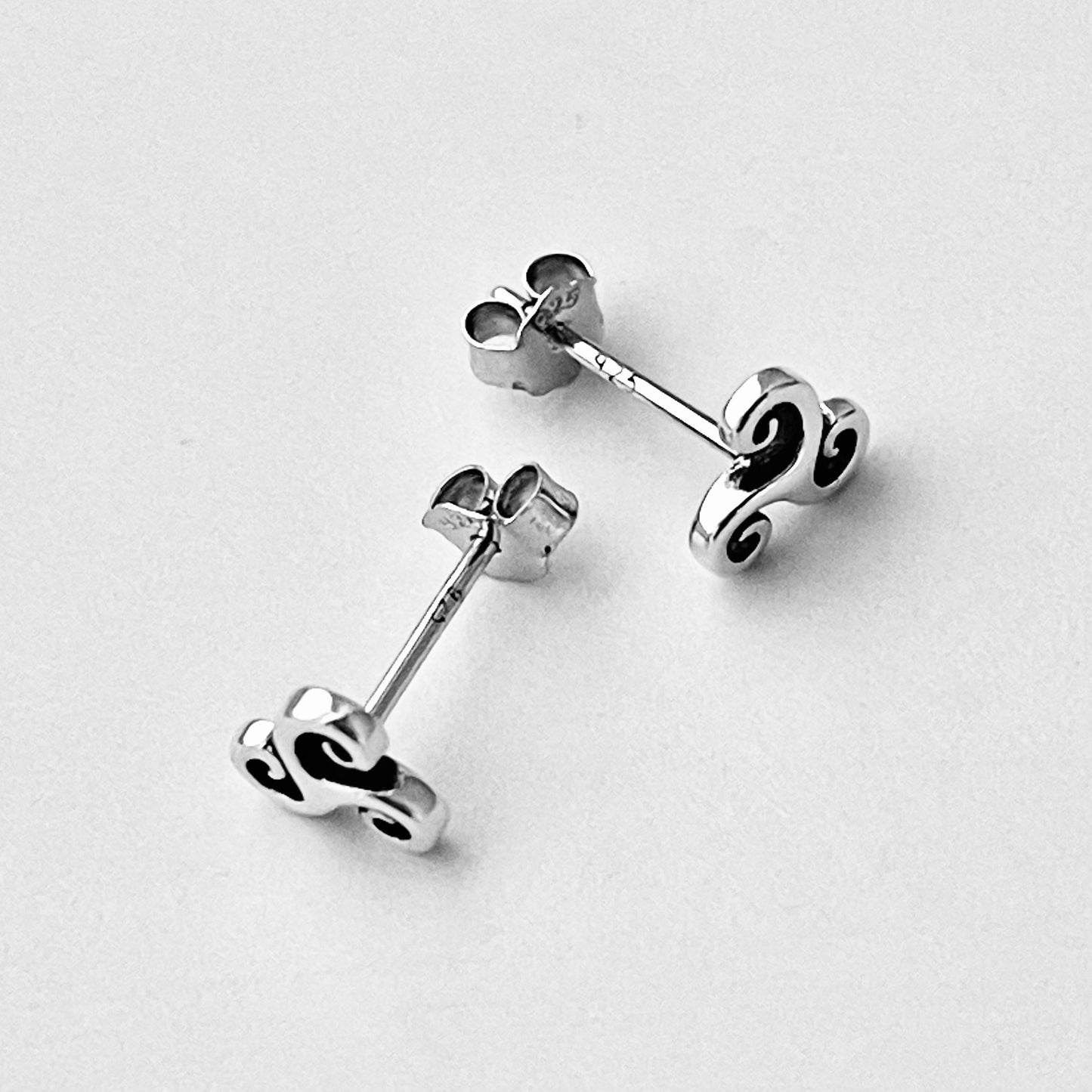 Sterling Silver Minimalist Triskele Earring, Triskelion Earrings, Stud Silver Earrings