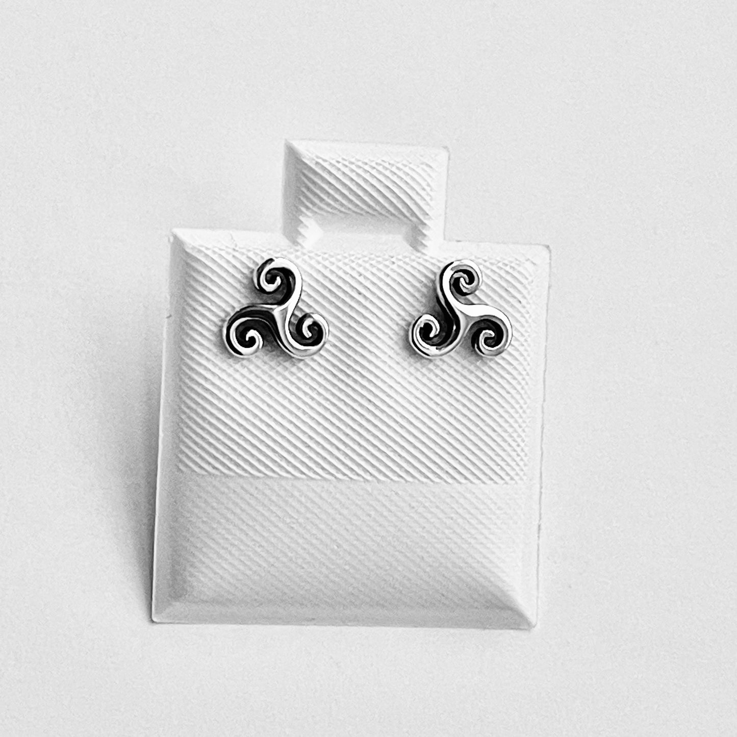 Sterling Silver Minimalist Triskele Earring, Triskelion Earrings, Stud Silver Earrings