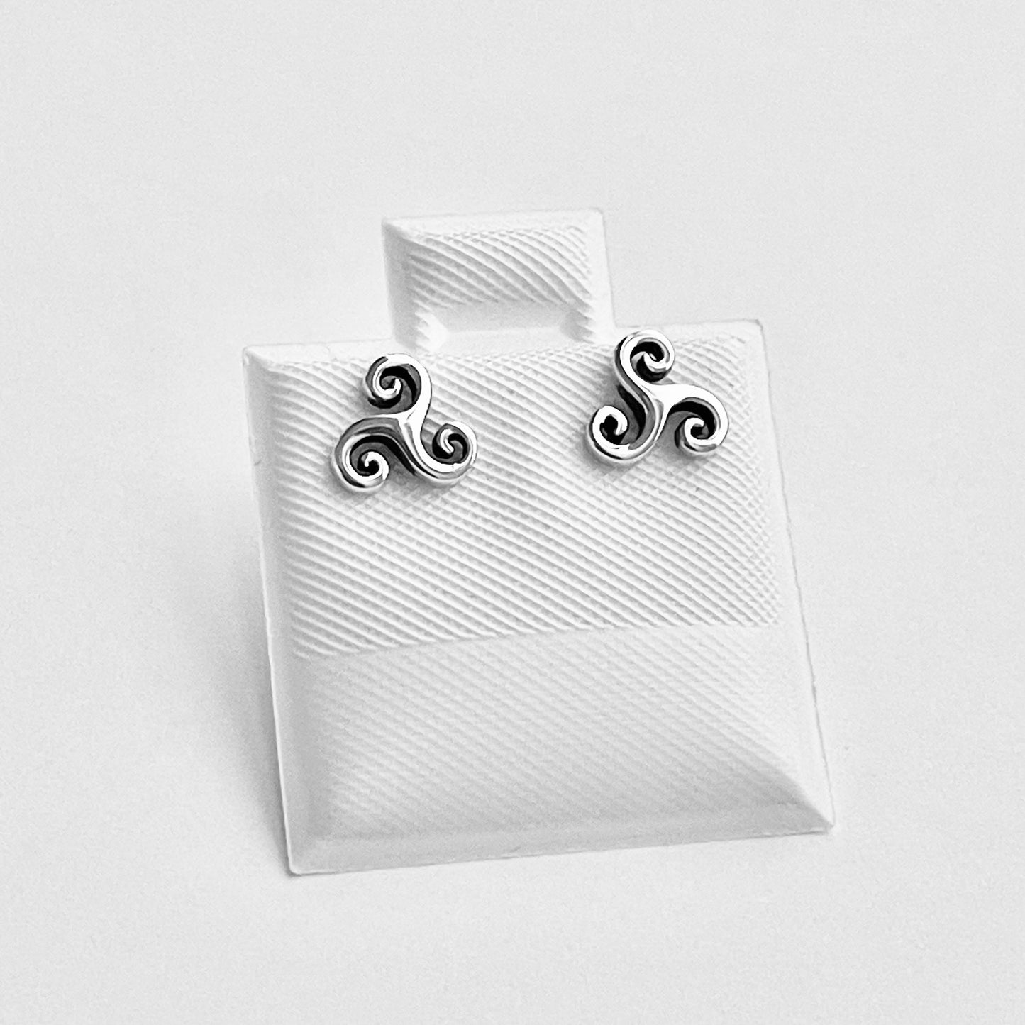 Sterling Silver Minimalist Triskele Earring, Triskelion Earrings, Stud Silver Earrings