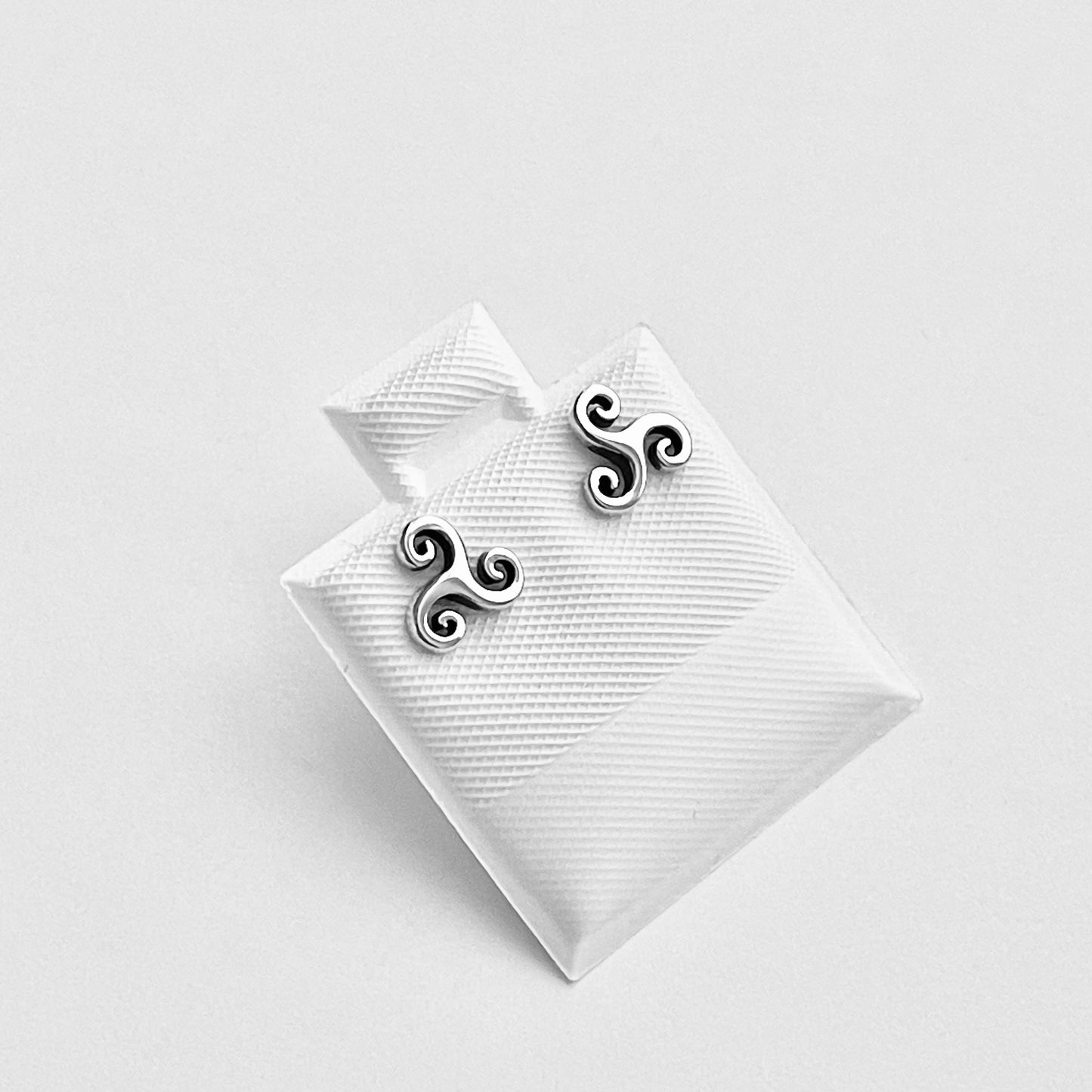 Sterling Silver Minimalist Triskele Earring, Triskelion Earrings, Stud Silver Earrings