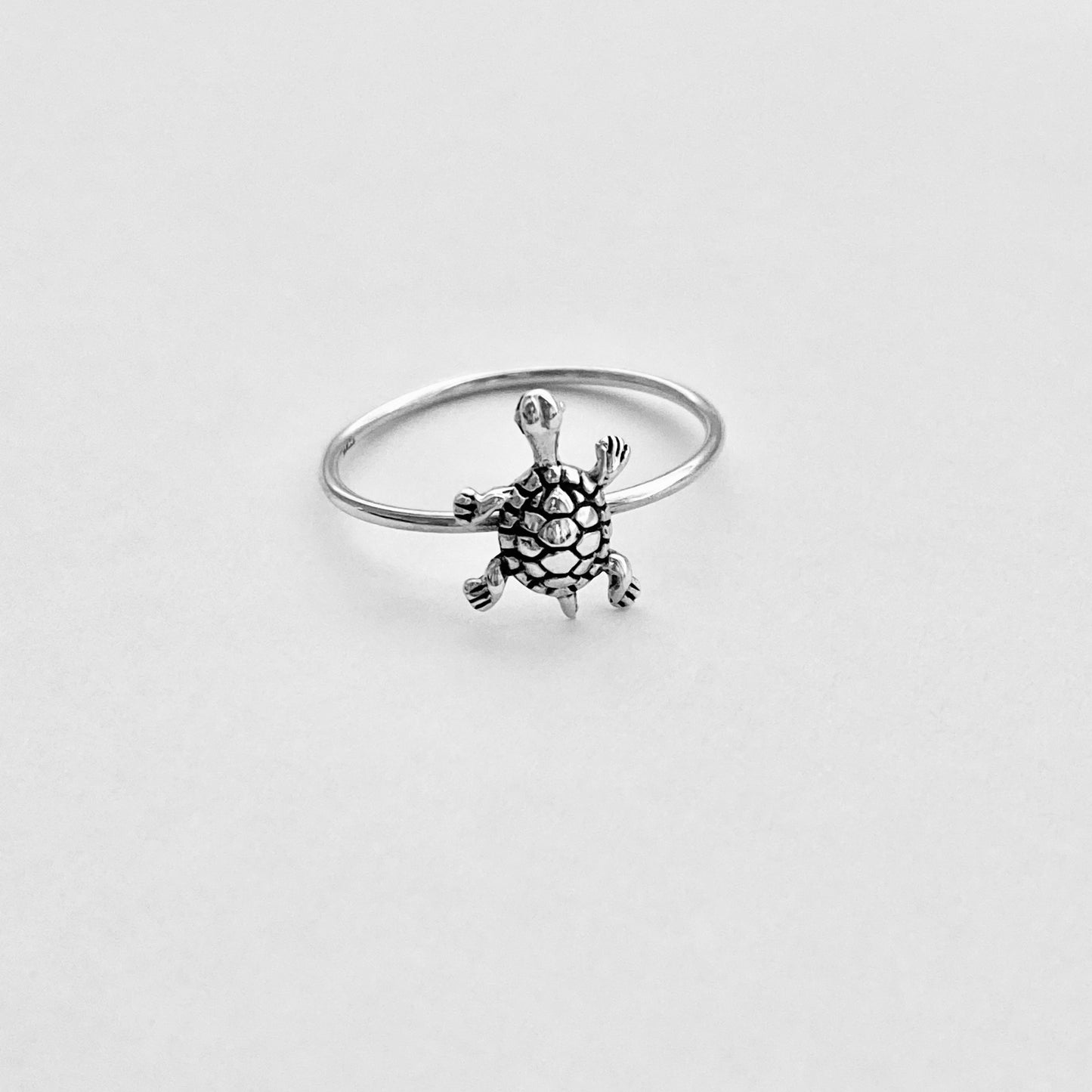 Sterling Silver Minimalist Baby Turtle Ring, Sea Animal Ring, Silver Rings, Ocean Ring