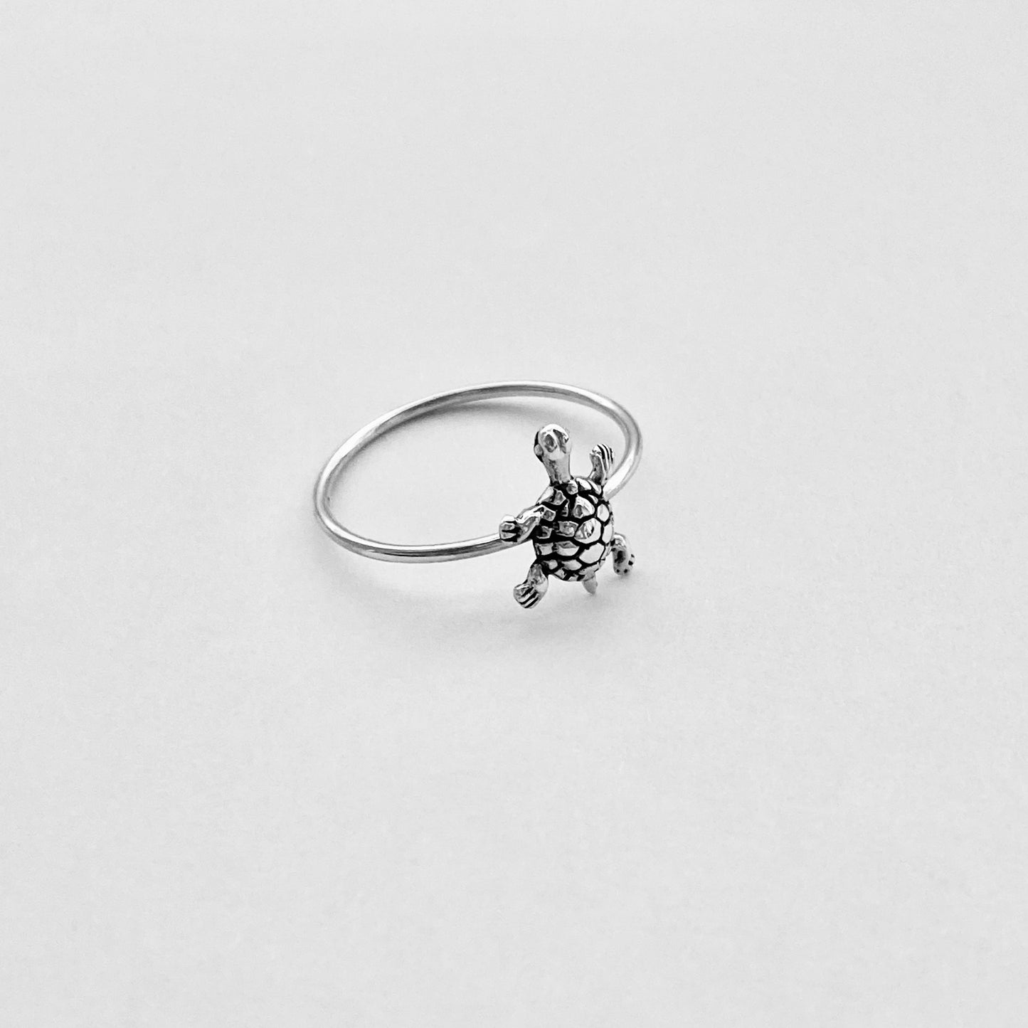 Sterling Silver Minimalist Baby Turtle Ring, Sea Animal Ring, Silver Rings, Ocean Ring