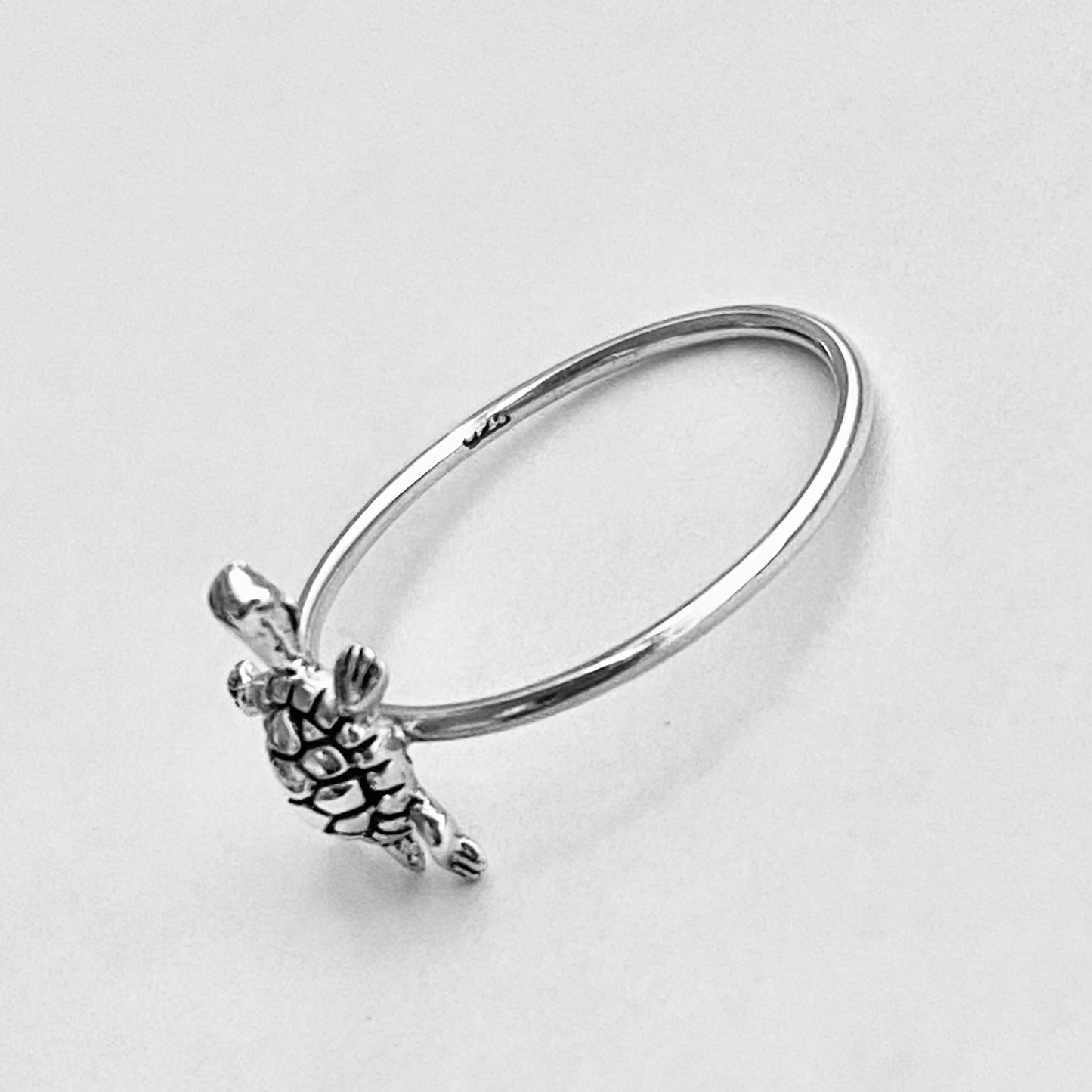 Sterling Silver Minimalist Baby Turtle Ring, Sea Animal Ring, Silver Rings, Ocean Ring