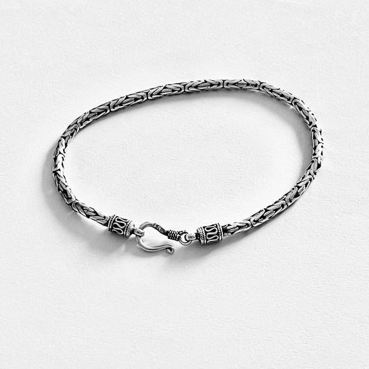 925 Sterling Silver Unisex Byzantine Bracelet | Bali Style Boho Silver Bracelets Anklets