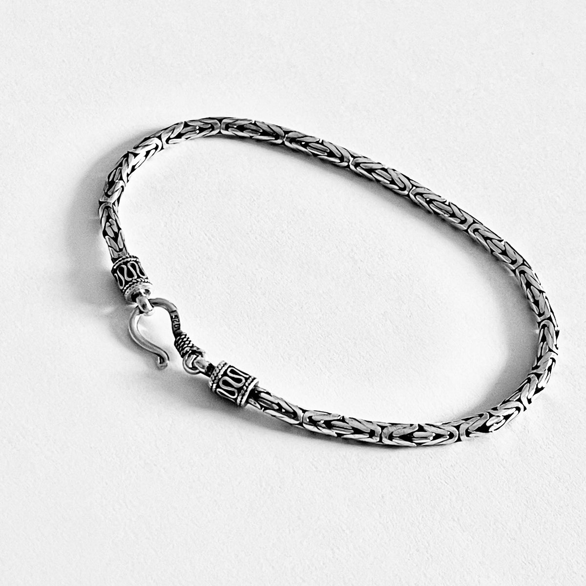 925 Sterling Silver Unisex Byzantine Bracelet | Bali Style Boho Silver Bracelets Anklets