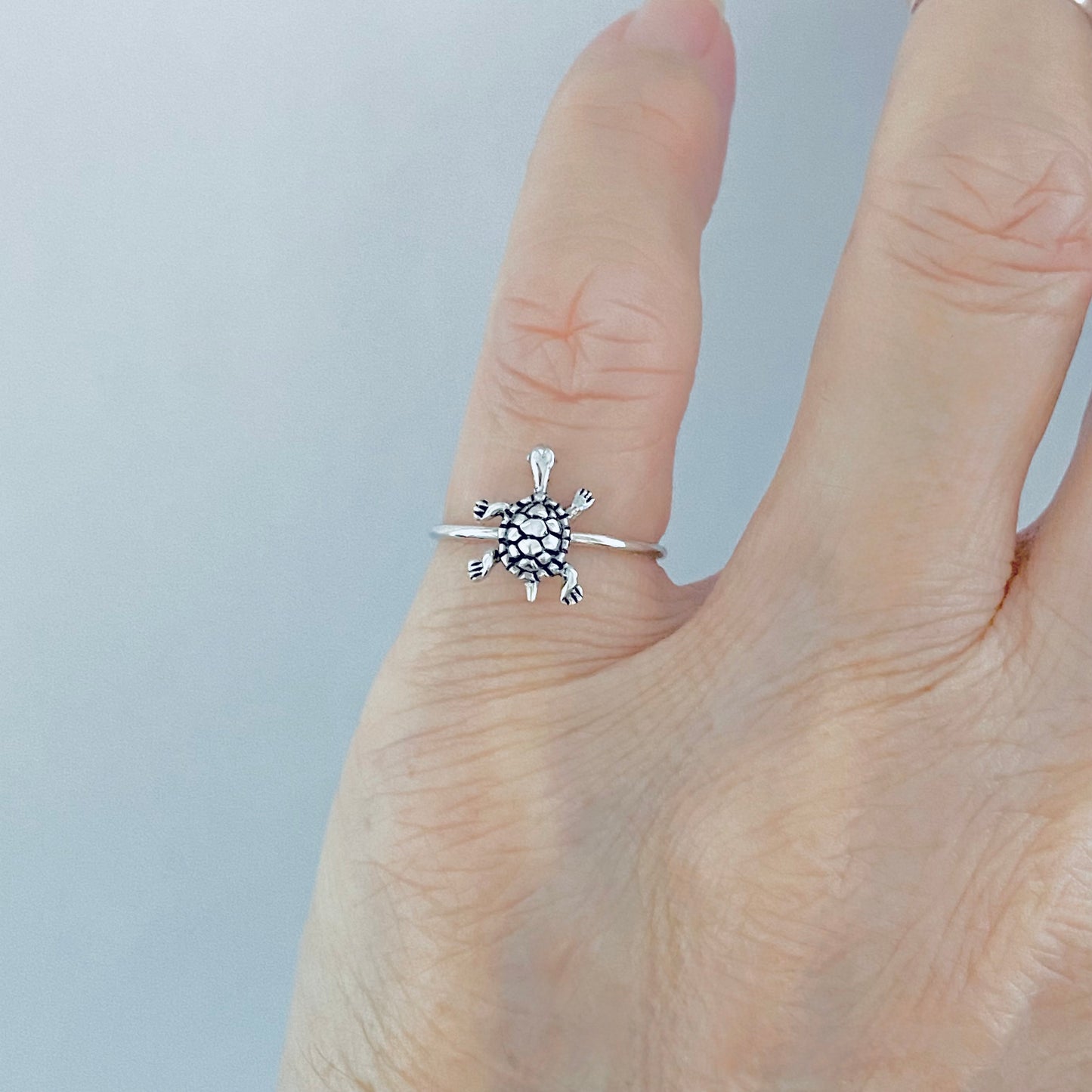 Sterling Silver Baby Turtle Ring | Ocean Beach Jewelry, Sea Animal Rings