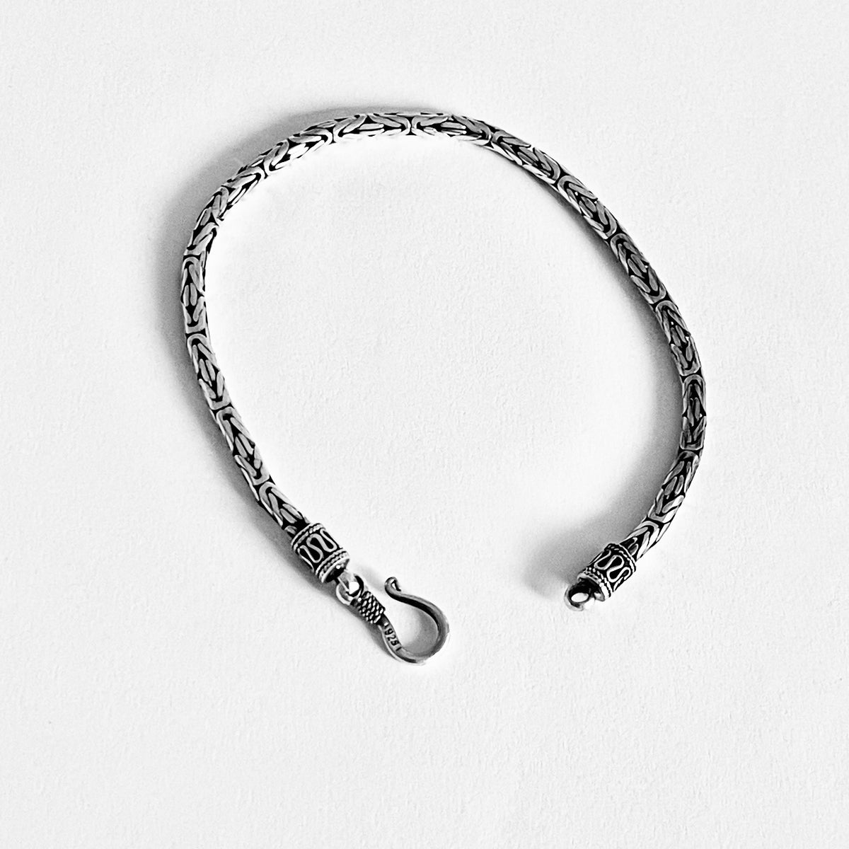 925 Sterling Silver Unisex Byzantine Bracelet | Bali Style Boho Silver Bracelets Anklets