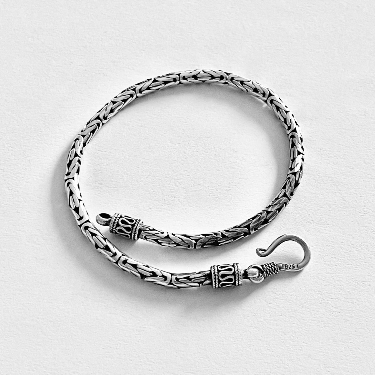 925 Sterling Silver Unisex Byzantine Bracelet | Bali Style Boho Silver Bracelets Anklets
