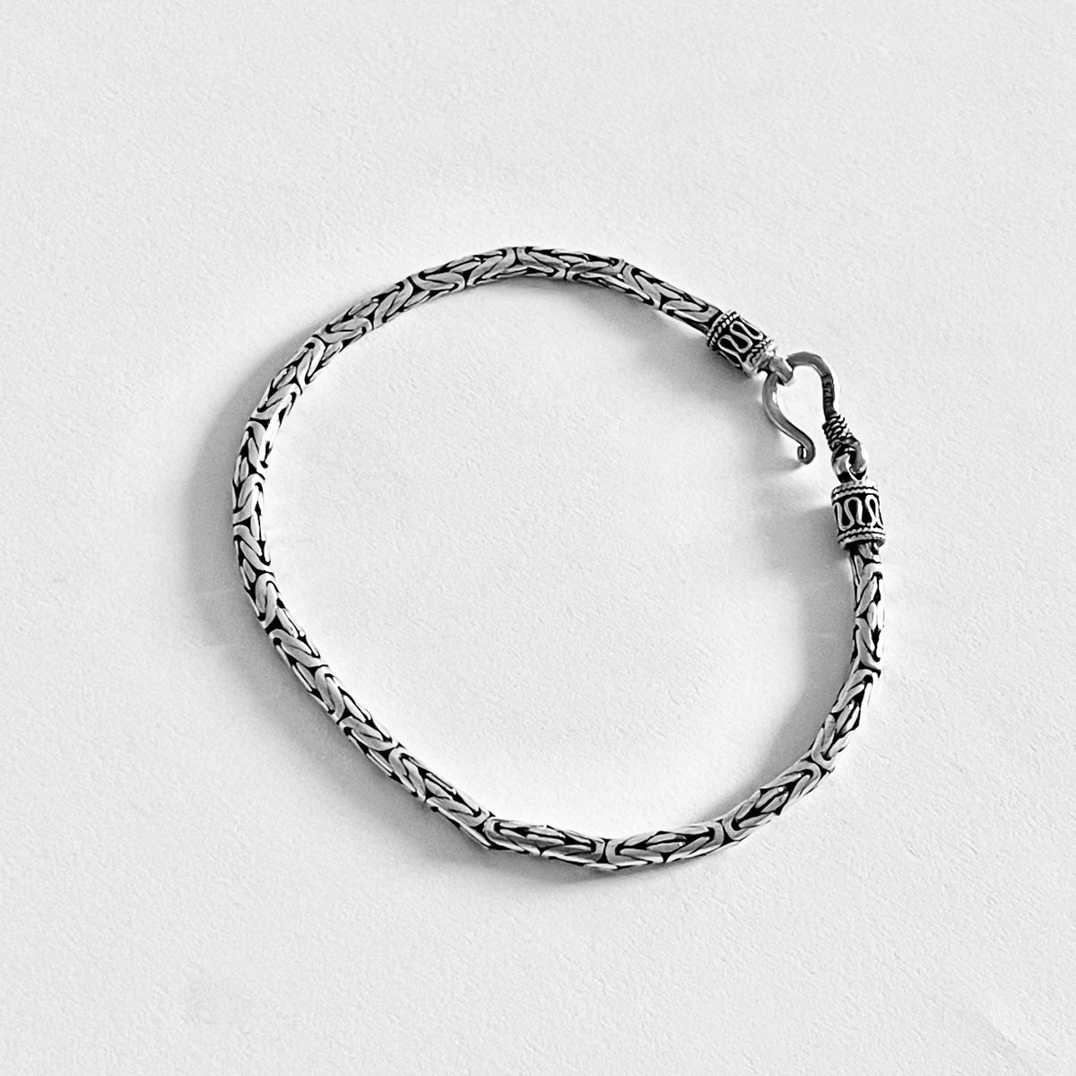 925 Sterling Silver Unisex Byzantine Bracelet | Bali Style Boho Silver Bracelets Anklets