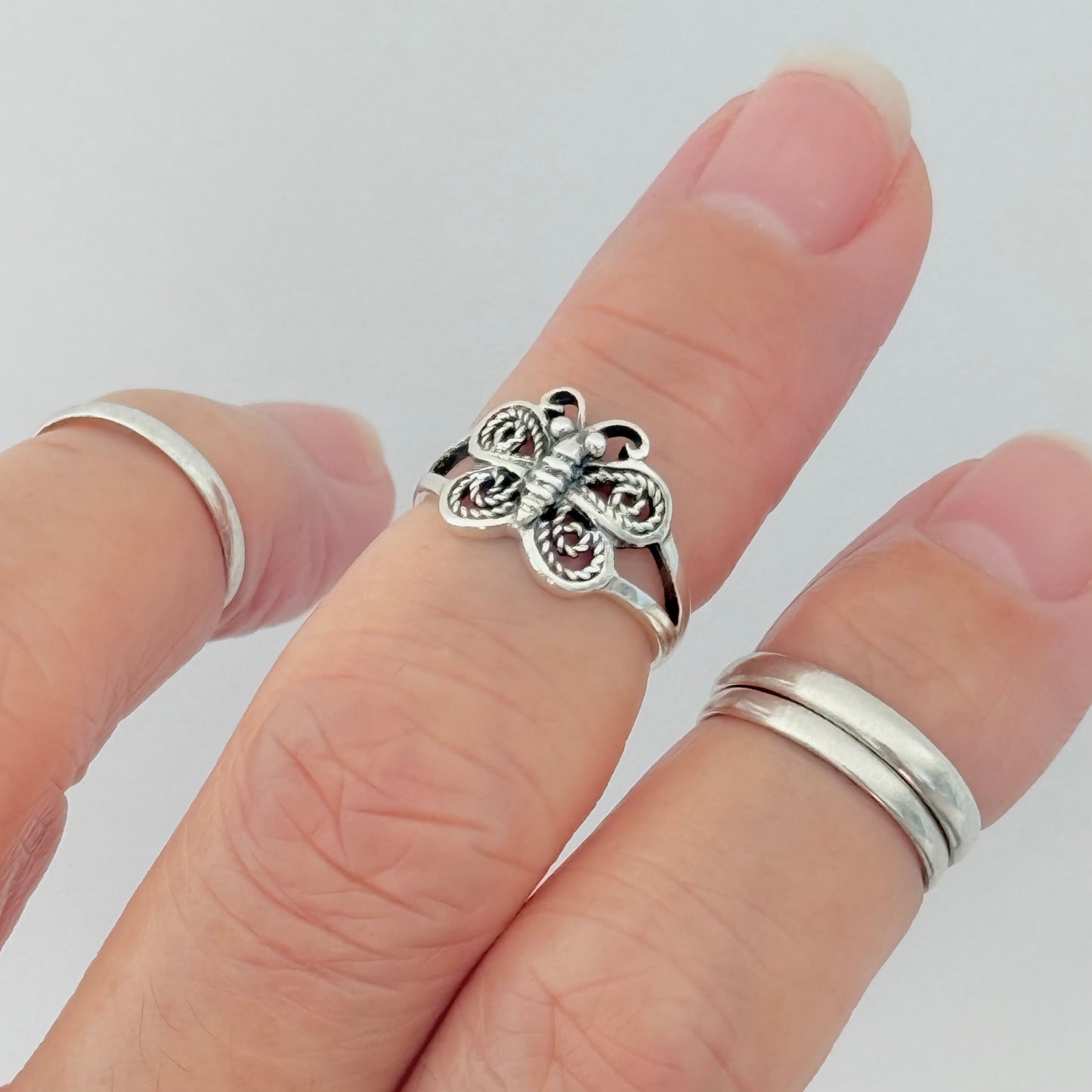 925 Sterling Silver Butterfly Toe Ring | Dainty Bug & Insect Jewelry