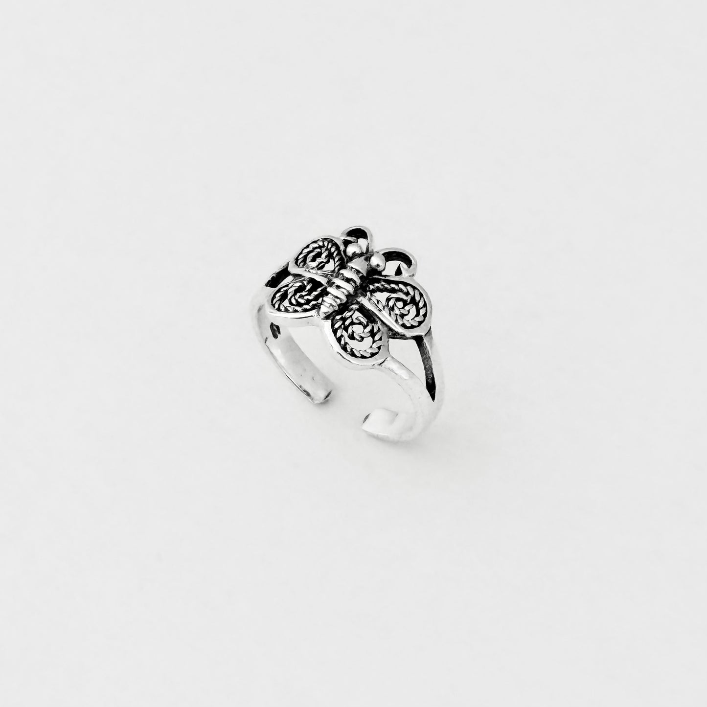 925 Sterling Silver Butterfly Toe Ring | Dainty Bug & Insect Jewelry