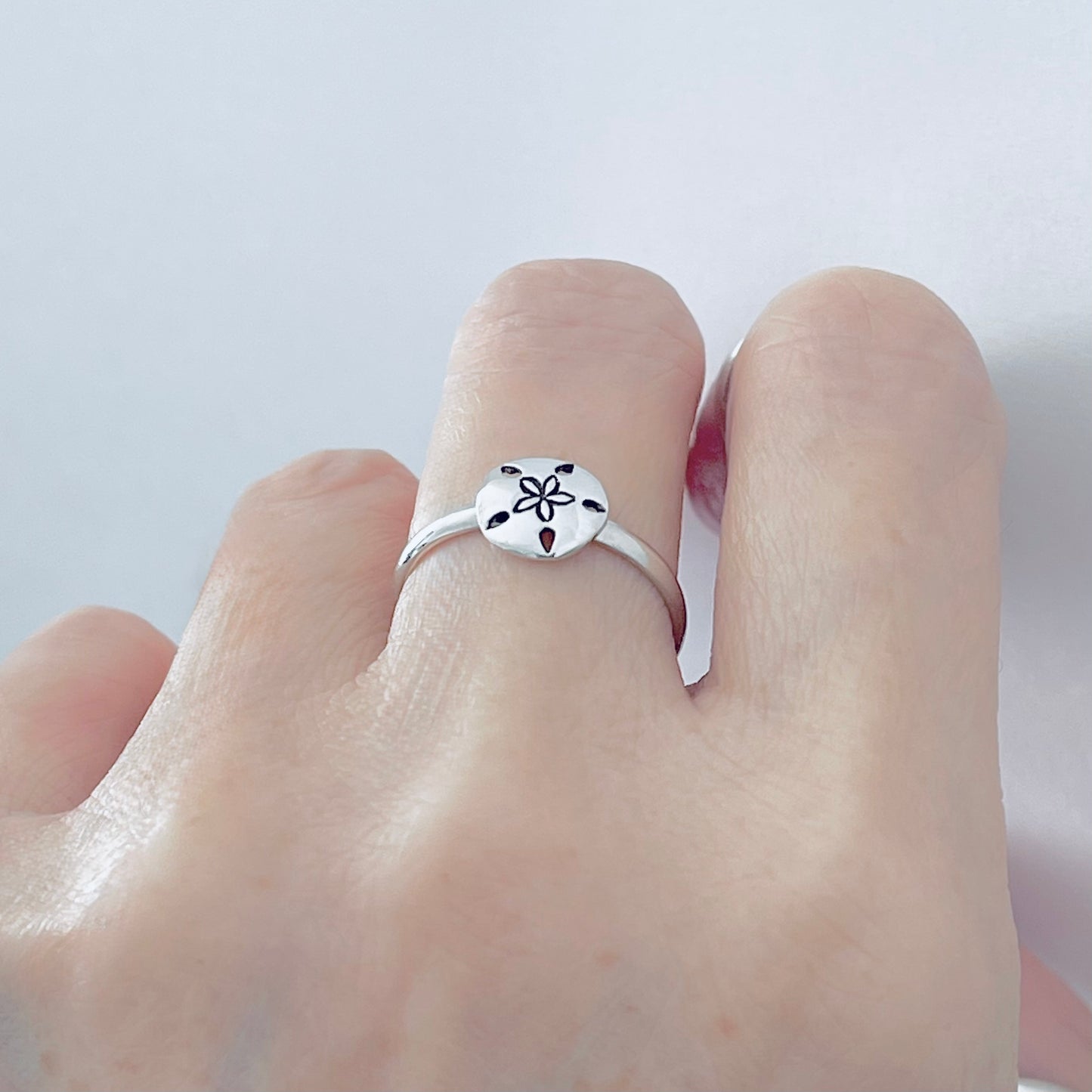 925 Sterling Silver Dainty Sand Dollar Ring | Beach Ocean Seashell Silver Rings
