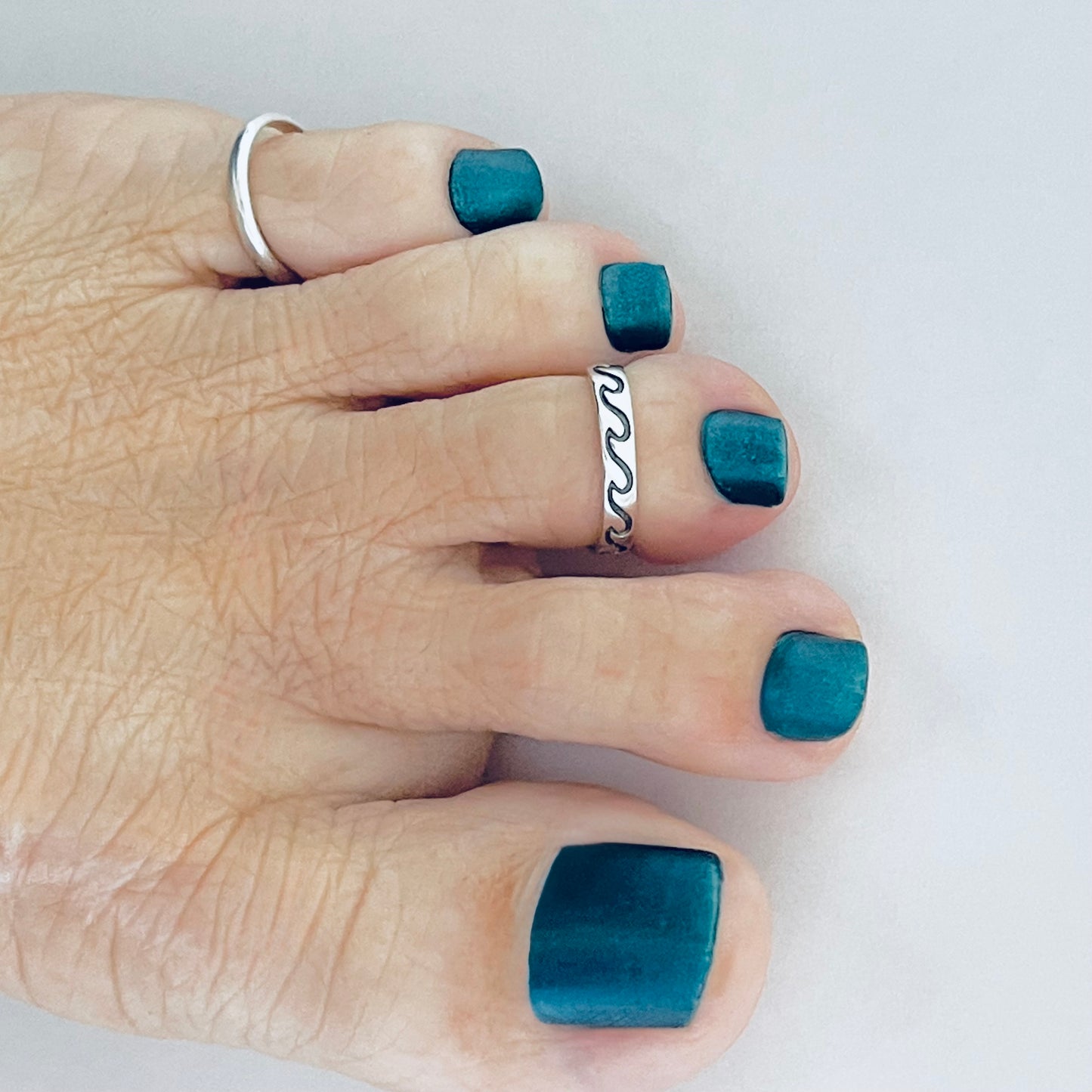 925 Sterling Silver Eternity Wave Band Toe Ring – Adjustable Ocean Silver Ring, Dainty Beach Jewelry