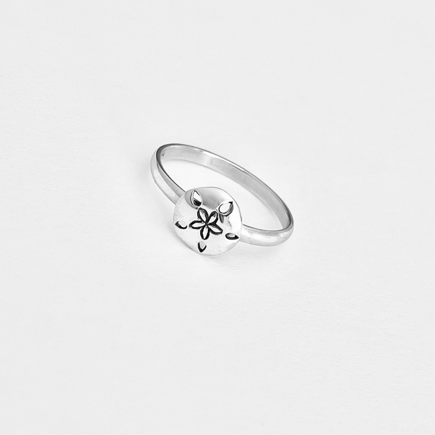 925 Sterling Silver Dainty Sand Dollar Ring | Beach Ocean Seashell Silver Rings