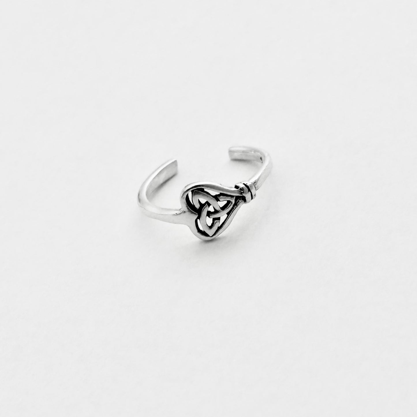 Sterling Silver Triquetra Heart Key Toe Ring, Eternity Love Rings, Celtic Knots