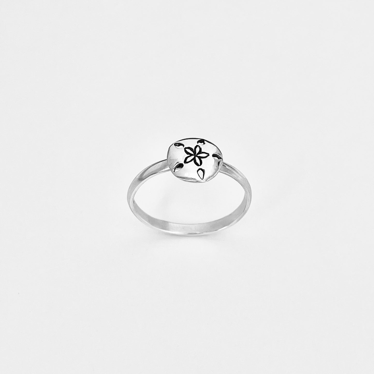 925 Sterling Silver Dainty Sand Dollar Ring | Beach Ocean Seashell Silver Rings