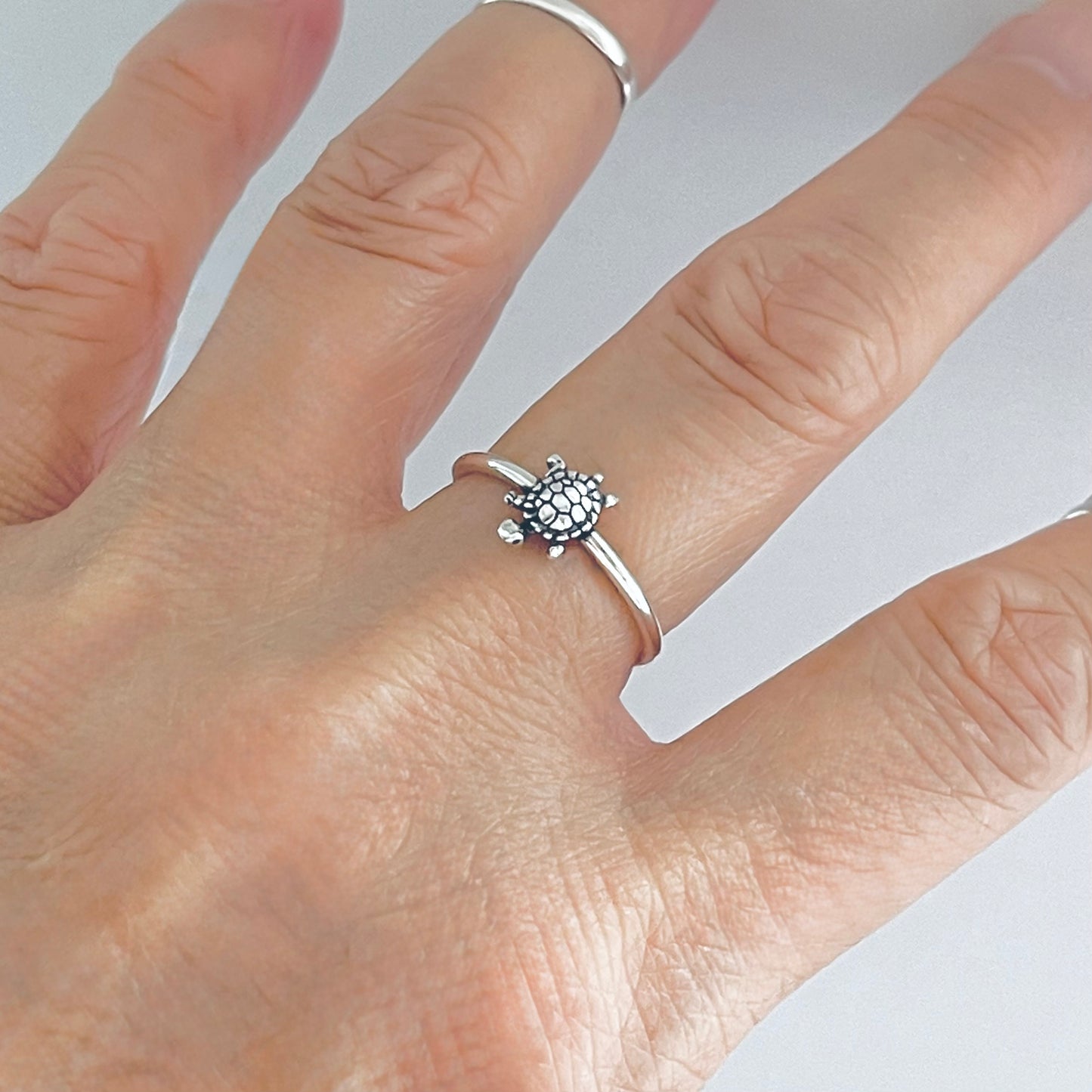 925 Sterling Silver Dainty Turtle Ring | Ocean Beach Sea Animal Silver Rings
