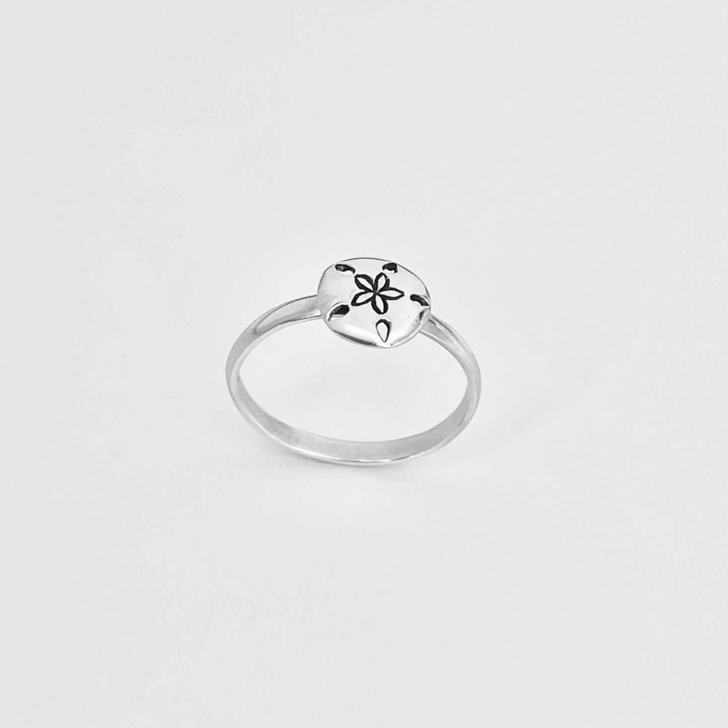 925 Sterling Silver Dainty Sand Dollar Ring | Beach Ocean Seashell Silver Rings