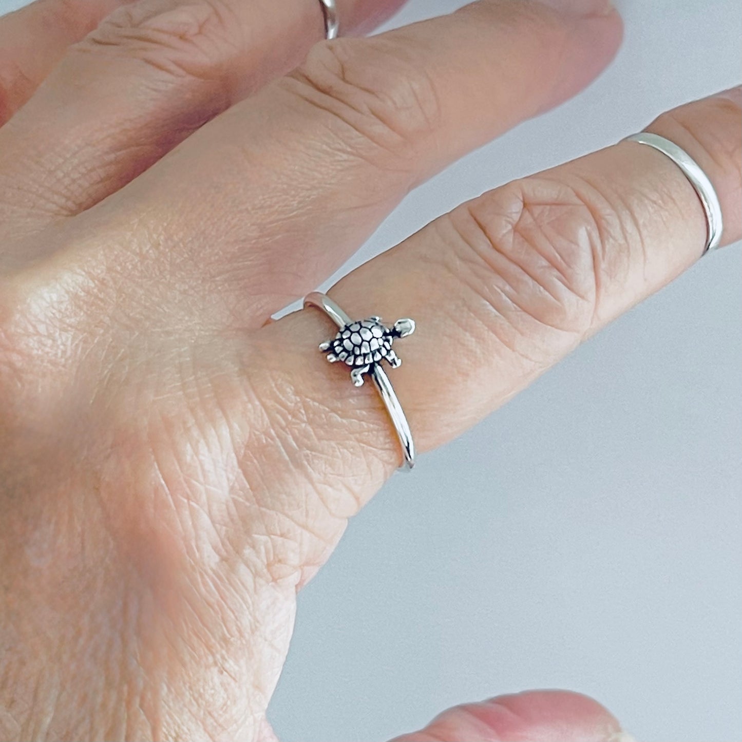 925 Sterling Silver Dainty Turtle Ring | Ocean Beach Sea Animal Silver Rings