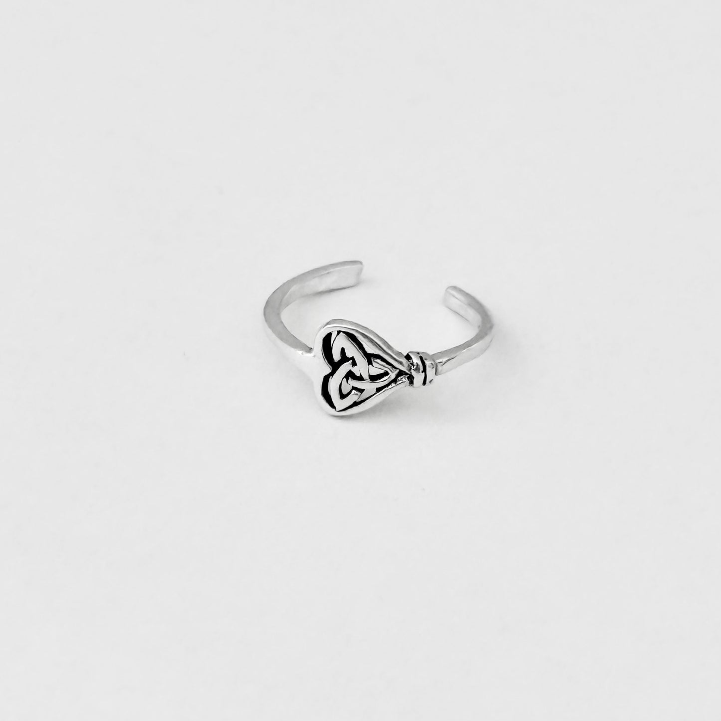 Sterling Silver Triquetra Heart Key Toe Ring, Eternity Love Rings, Celtic Knots