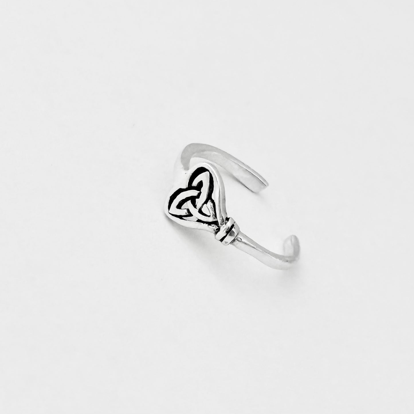 Sterling Silver Triquetra Heart Key Toe Ring, Eternity Love Rings, Celtic Knots