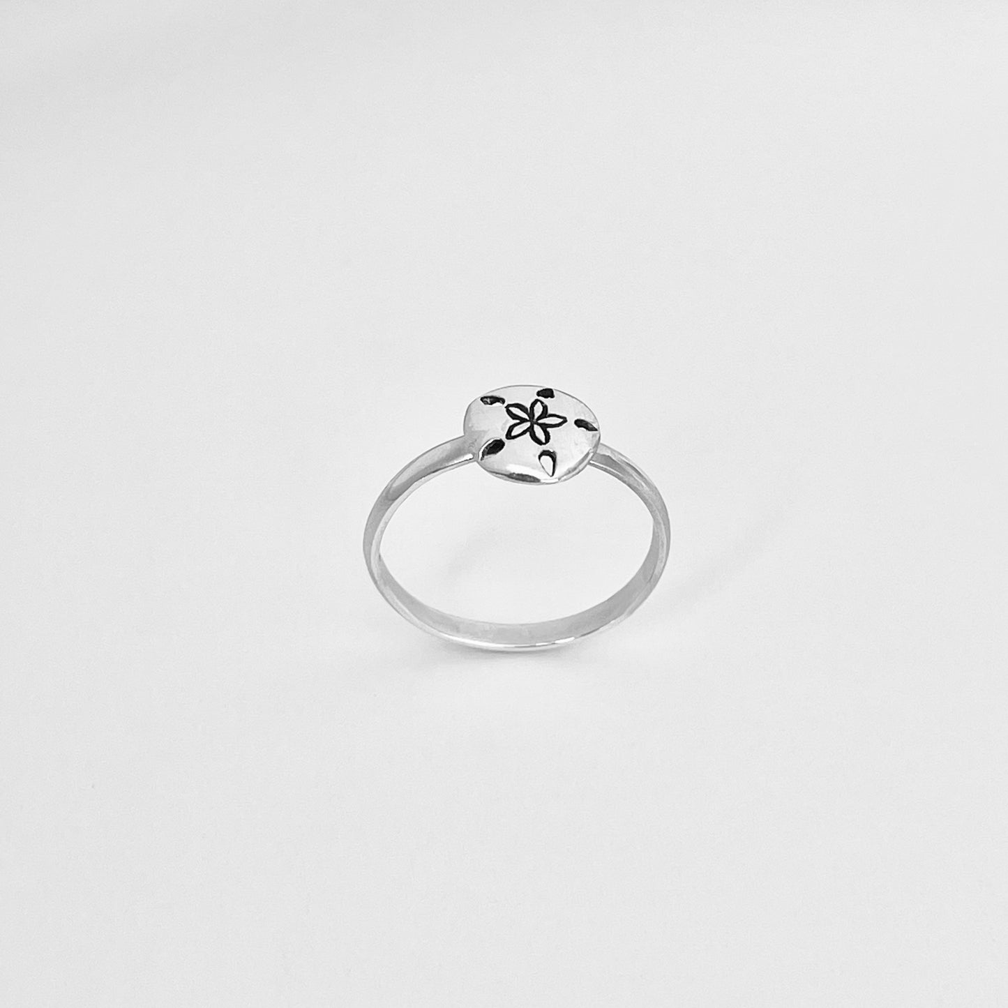 925 Sterling Silver Dainty Sand Dollar Ring | Beach Ocean Seashell Silver Rings
