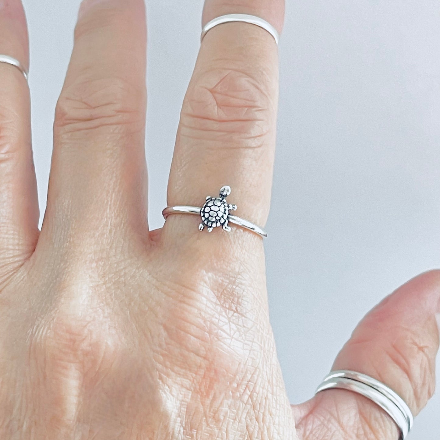 925 Sterling Silver Dainty Turtle Ring | Ocean Beach Sea Animal Silver Rings
