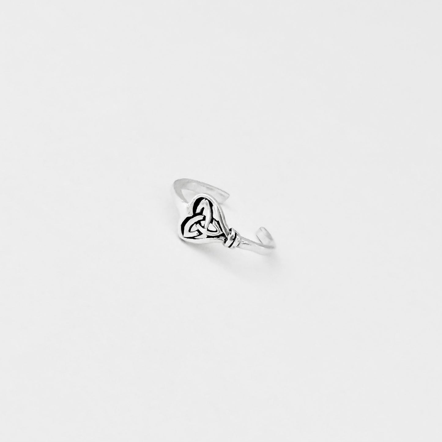 Sterling Silver Triquetra Heart Key Toe Ring, Eternity Love Rings, Celtic Knots