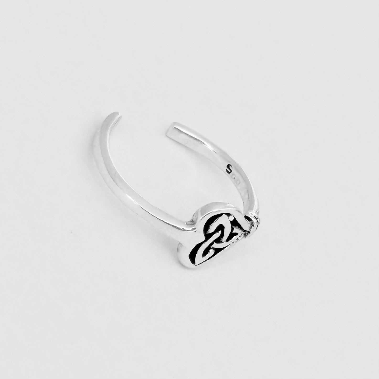 Sterling Silver Triquetra Heart Key Toe Ring, Eternity Love Rings, Celtic Knots