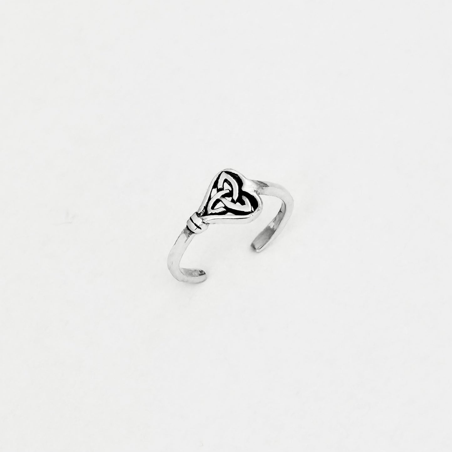 Sterling Silver Triquetra Heart Key Toe Ring, Eternity Love Rings, Celtic Knots