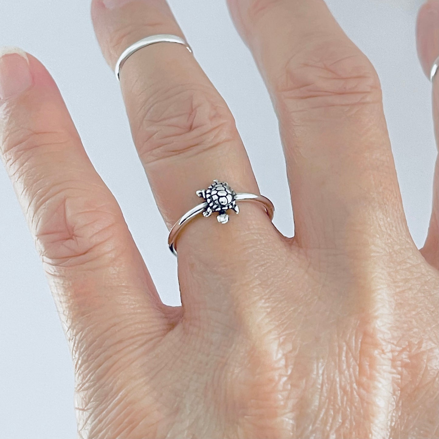 925 Sterling Silver Dainty Turtle Ring | Ocean Beach Sea Animal Silver Rings