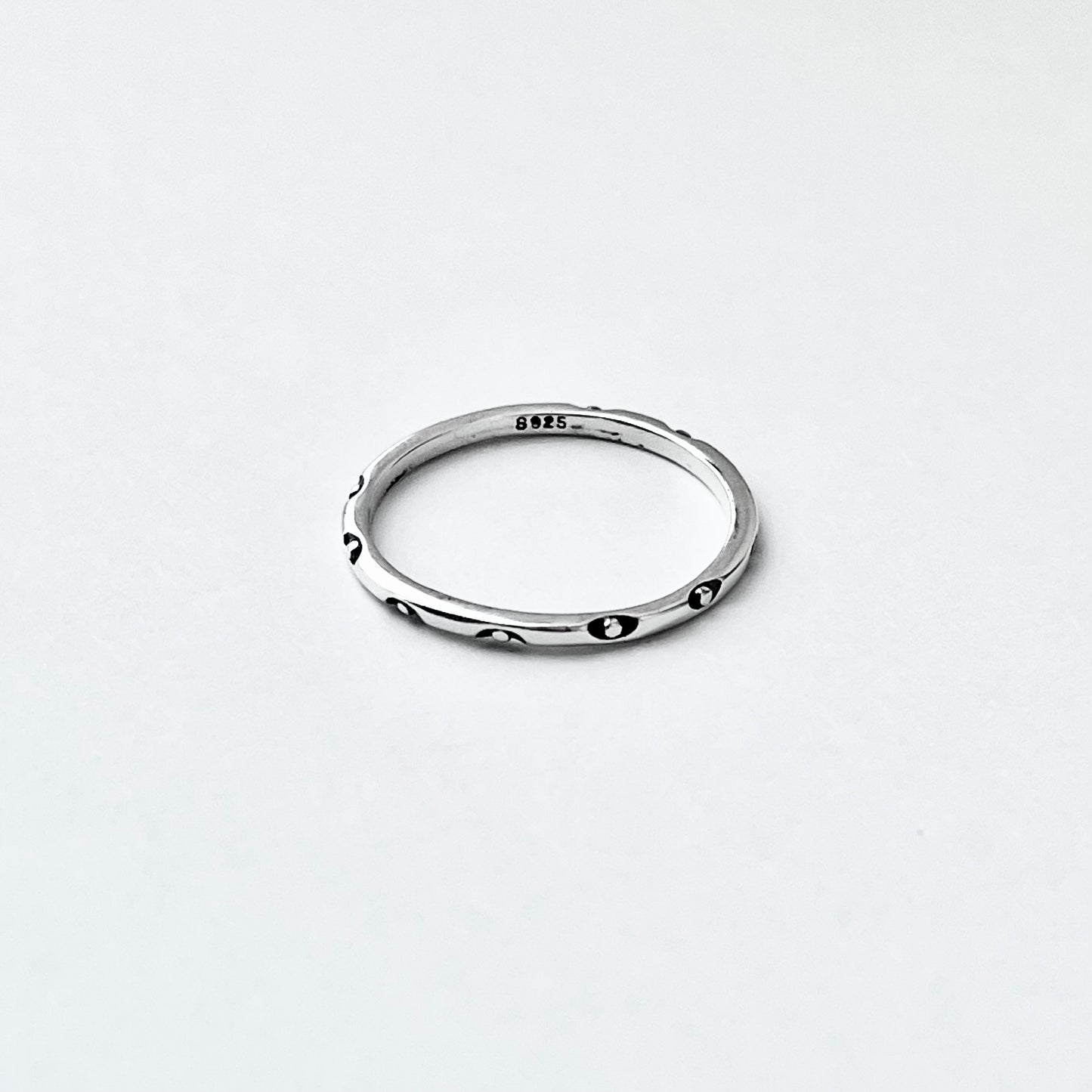 925 Sterling Silver Eternity All Seeing Eye Band Ring | Dainty Little Tiny Evil Eye Silver Rings