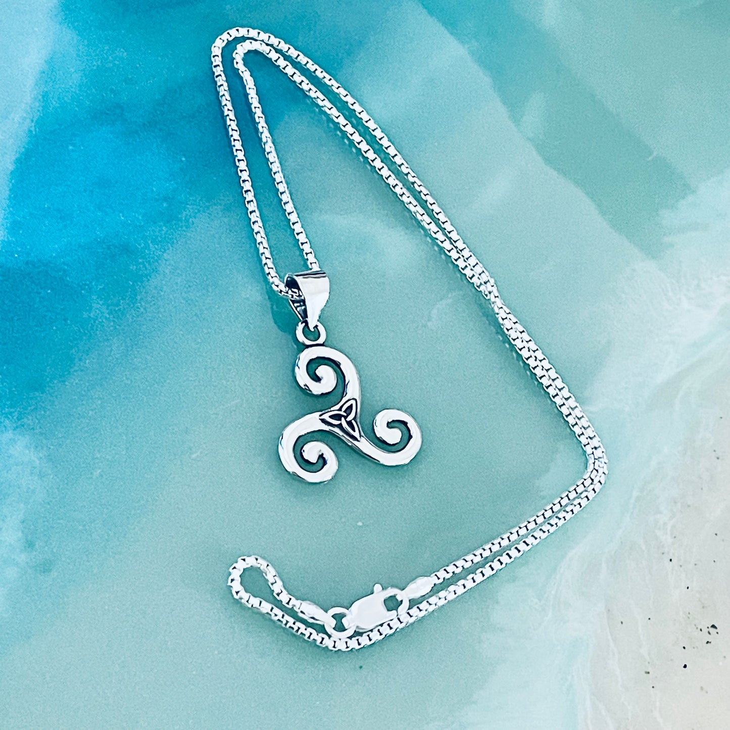 Sterling Silver Little Triquetra and Triskele Necklace, Celtic Silver Necklaces, Triskelion Chain