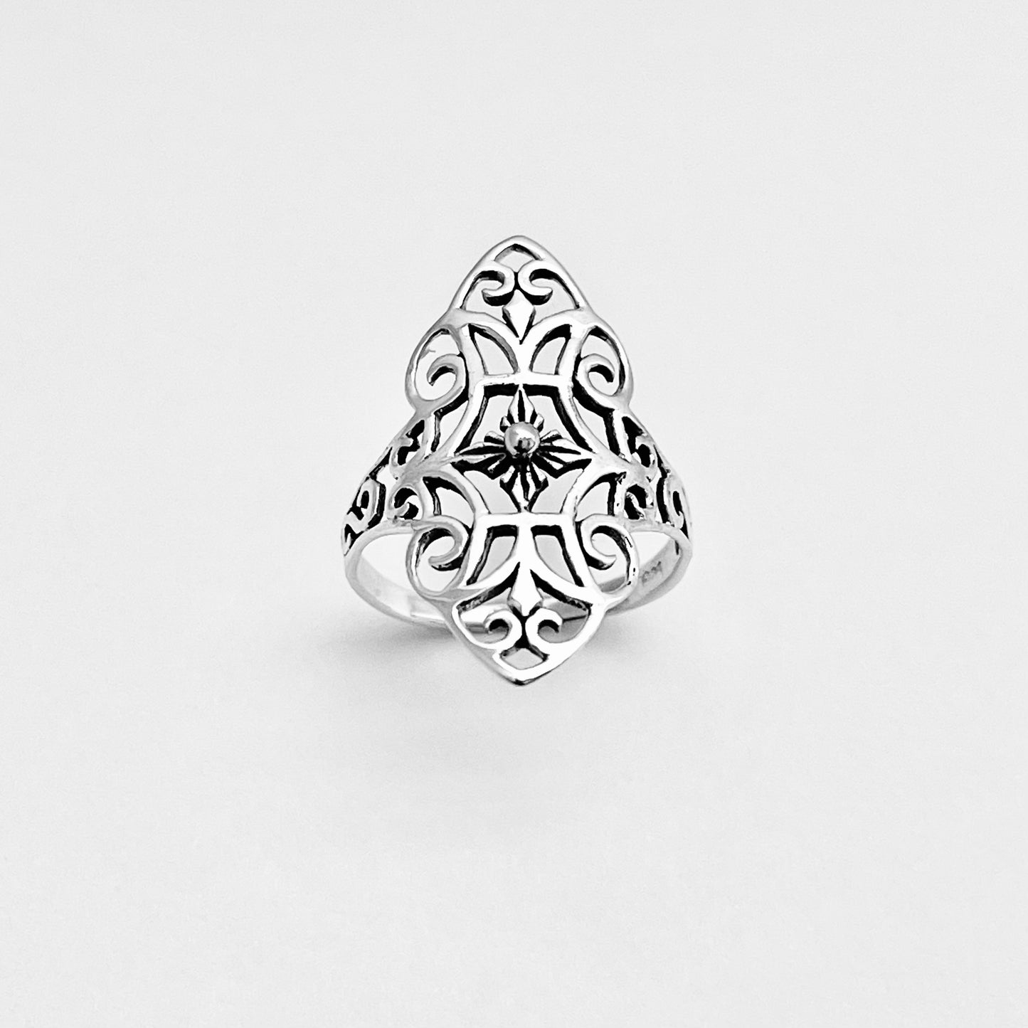 Sterling Silver Thin Delicate Scrolls and Filigree Ring, Statement Minimalist Swirl Rings