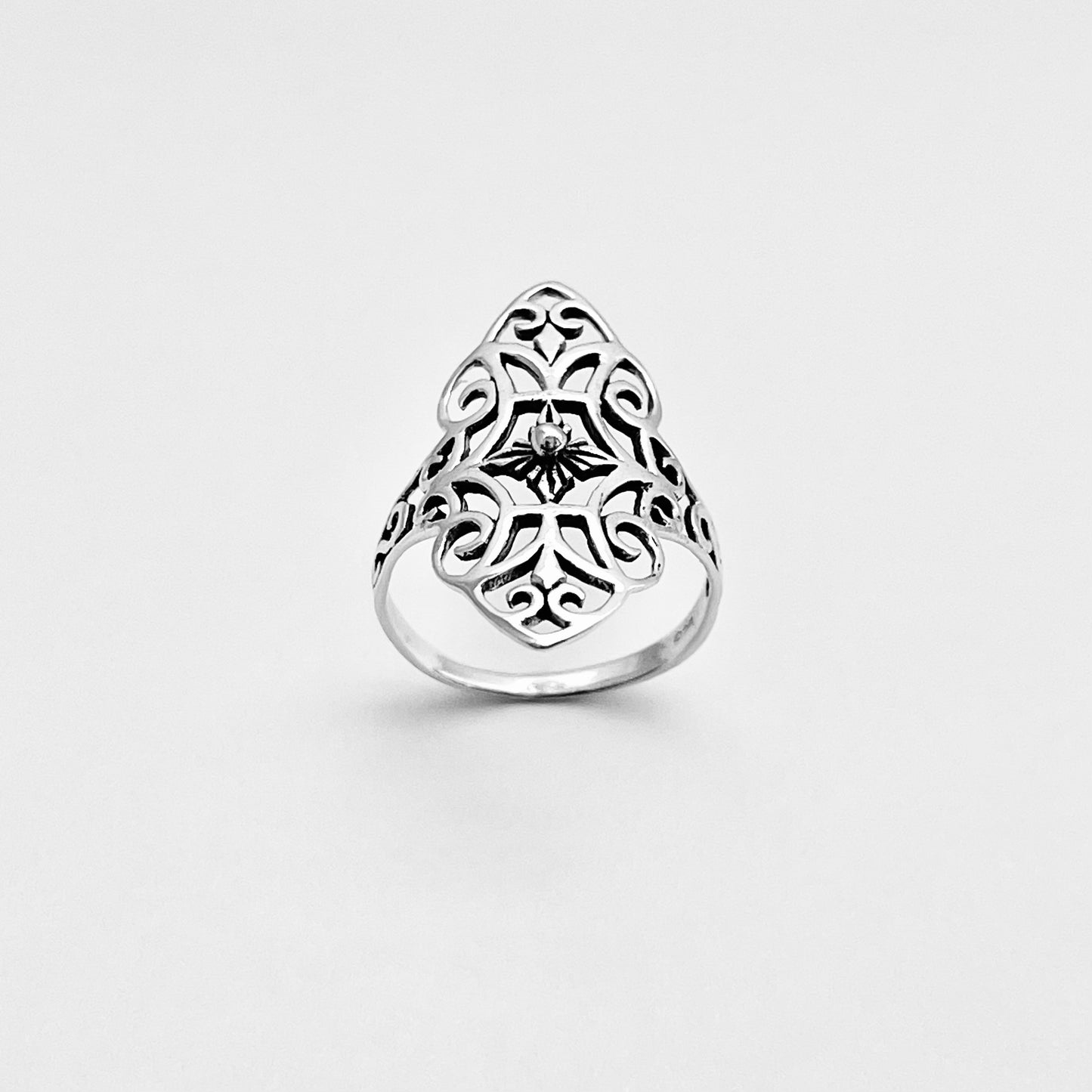 Sterling Silver Thin Delicate Scrolls and Filigree Ring, Statement Minimalist Swirl Rings