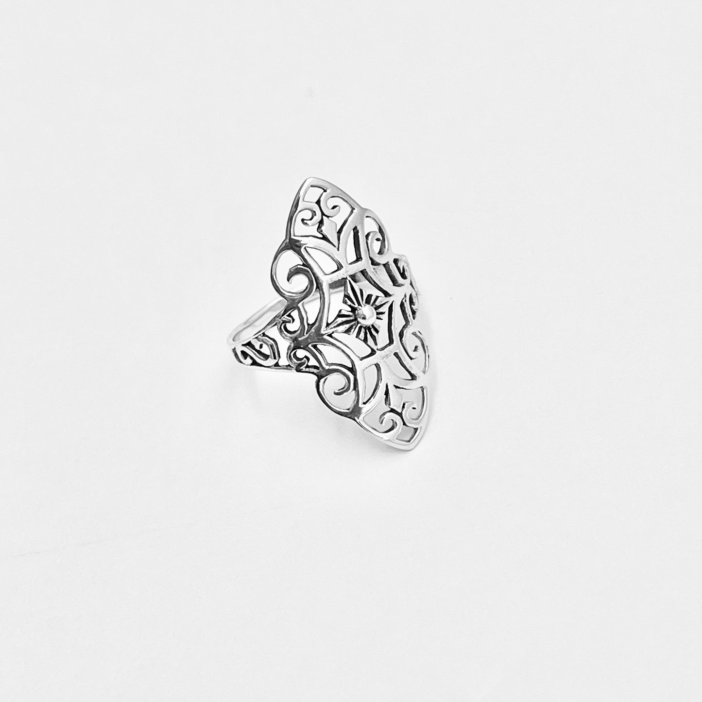 Sterling Silver Thin Delicate Scrolls and Filigree Ring, Statement Minimalist Swirl Rings