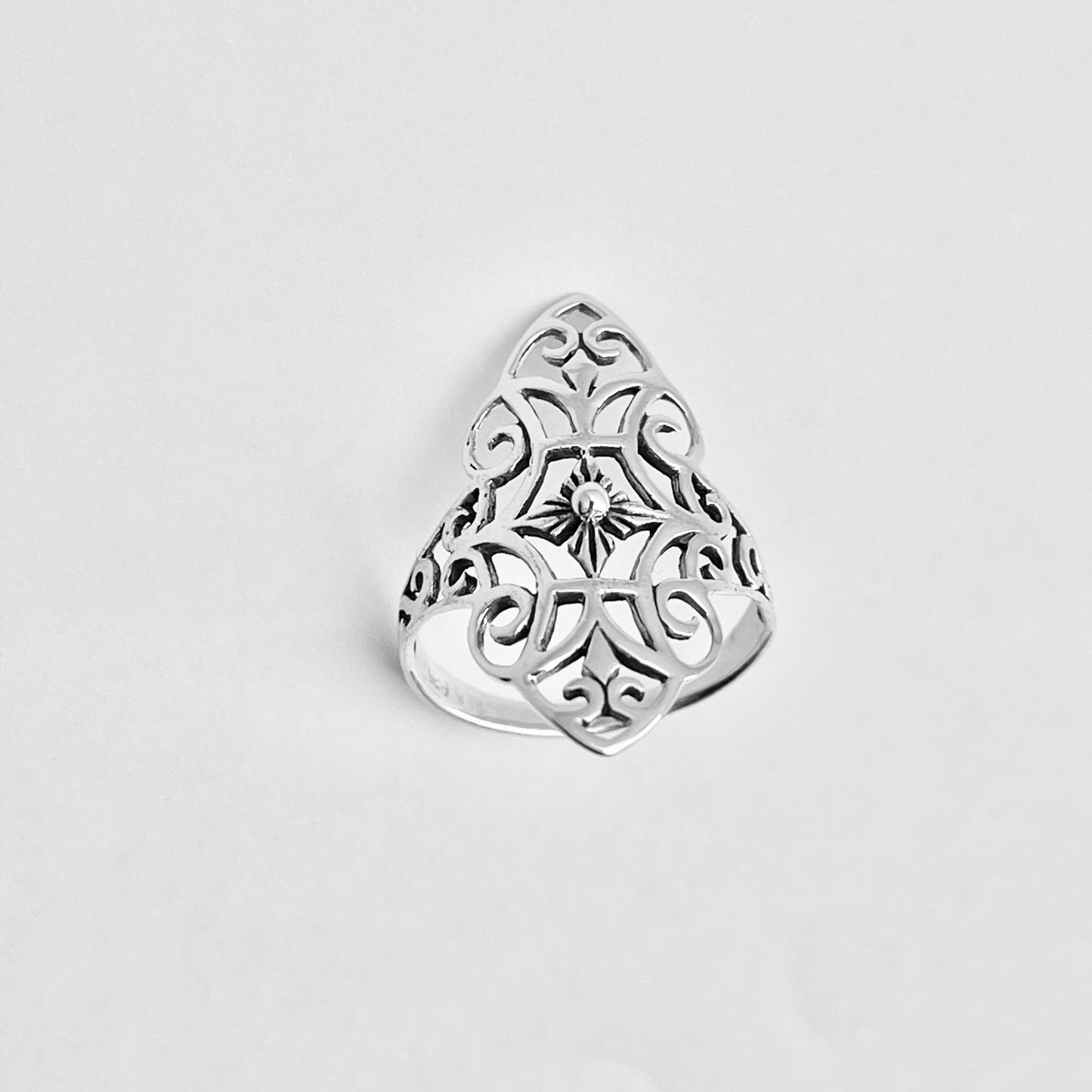 Sterling Silver Thin Delicate Scrolls and Filigree Ring, Statement Minimalist Silver Rings