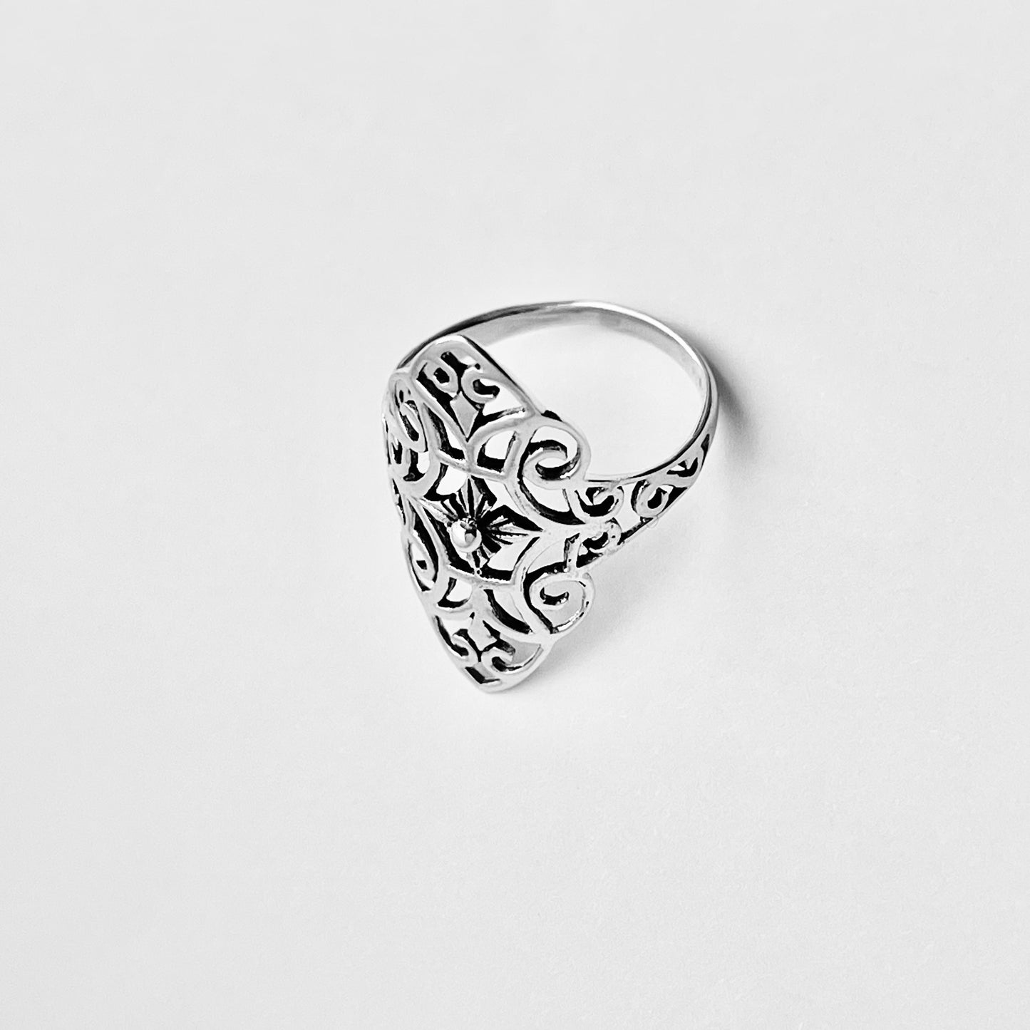 Sterling Silver Thin Delicate Scrolls and Filigree Ring, Statement Minimalist Swirl Rings
