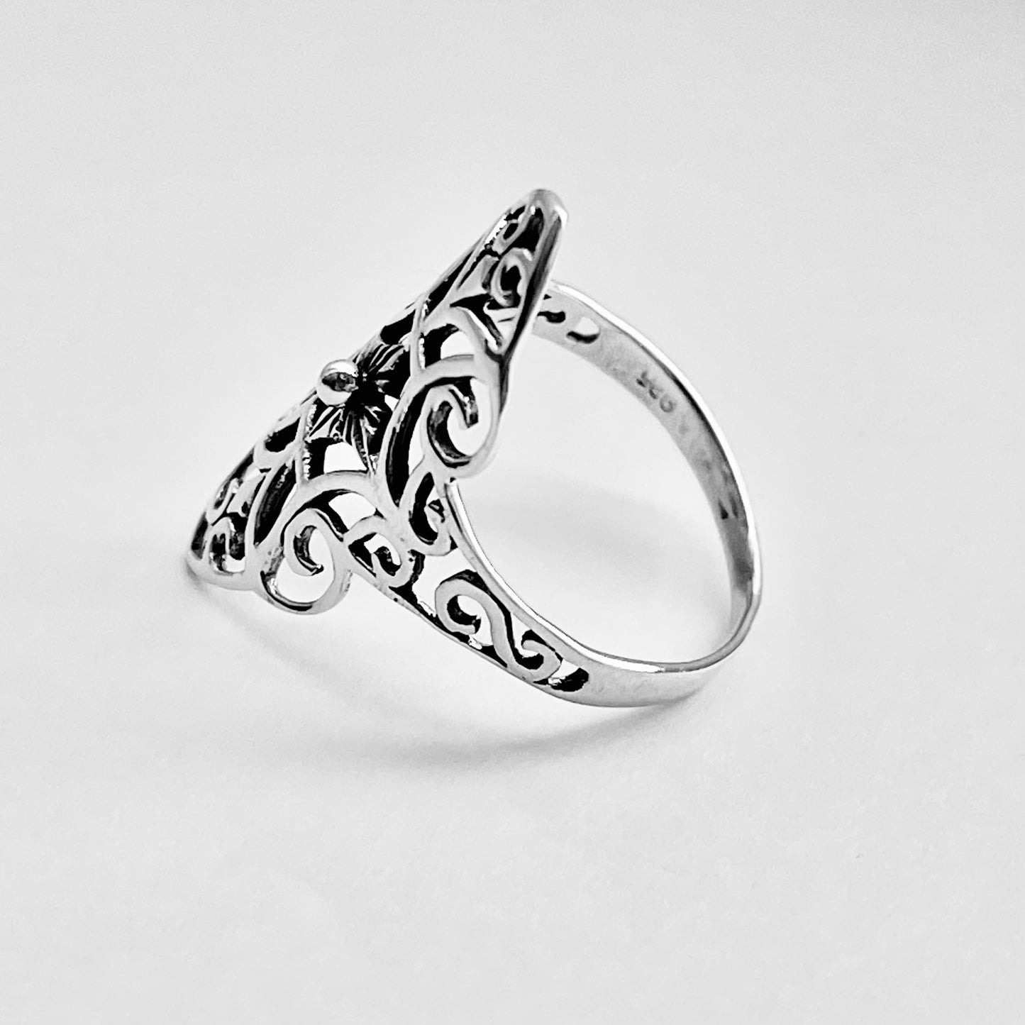 Sterling Silver Thin Delicate Scrolls and Filigree Ring, Statement Minimalist Swirl Rings