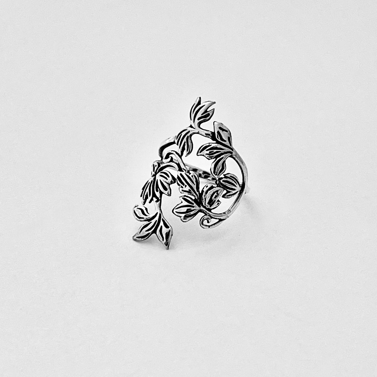 Sterling Silver Delicate Bouquet of Flower Ring  – Statement Boho Floral Silver Rings