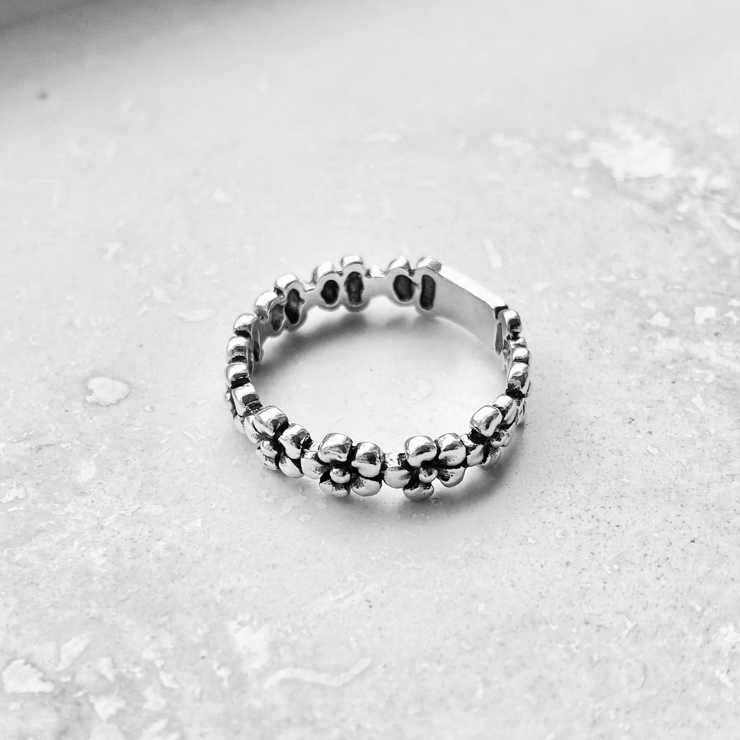 Sterling Silver Forget Me Not Flower Band, Wedding Rings, Silver Ring