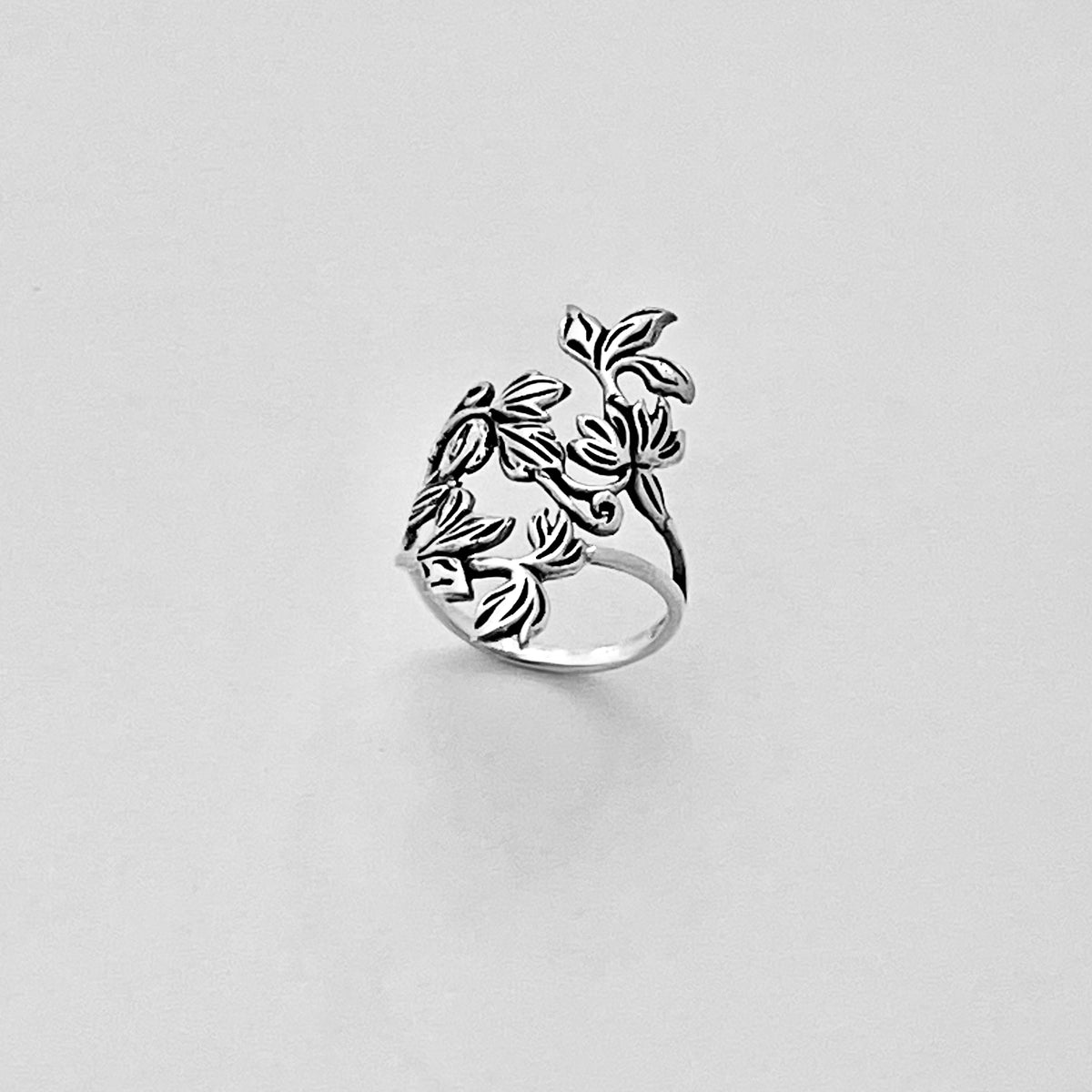 Sterling Silver Delicate Bouquet of Flower Ring  – Statement Boho Floral Silver Rings