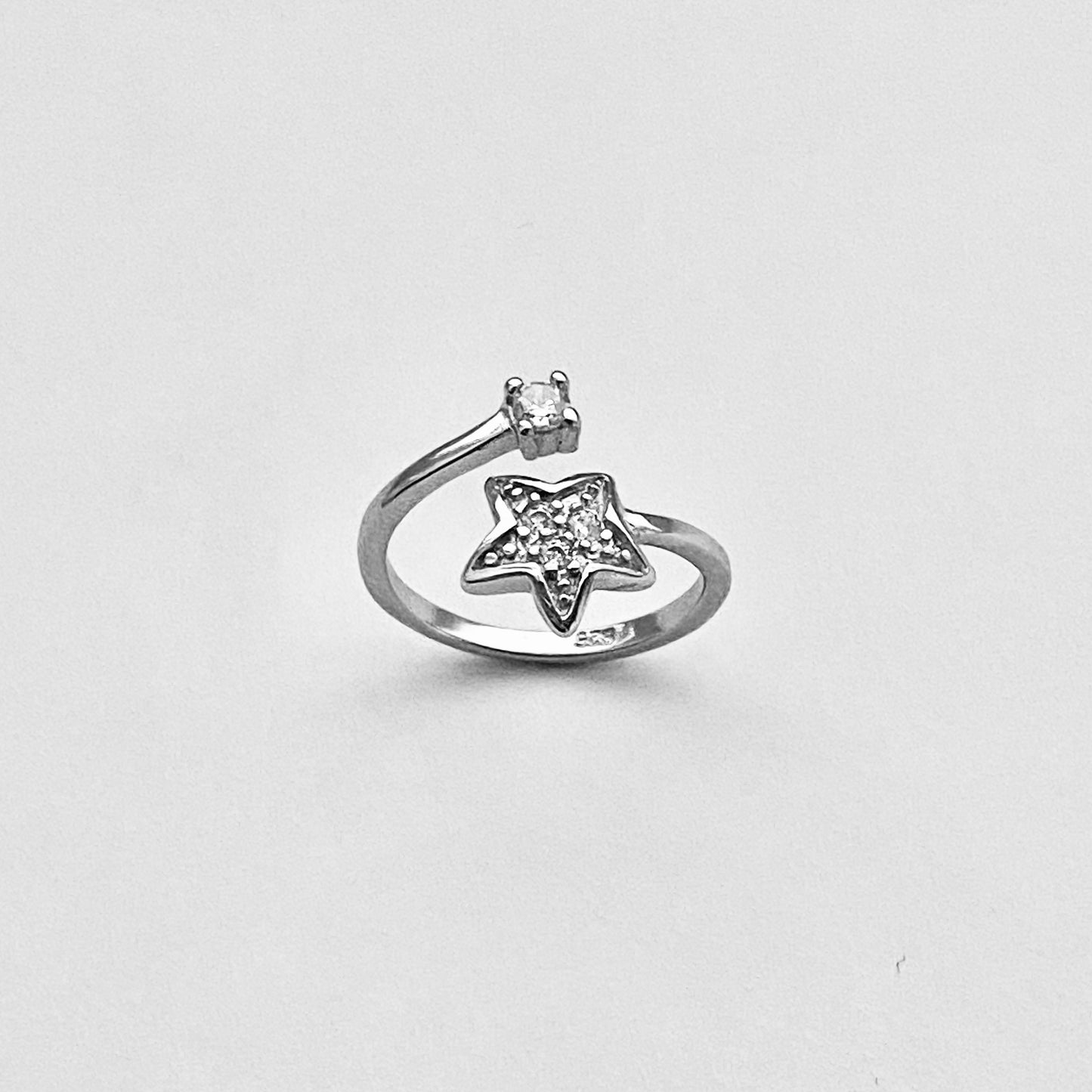 Sterling Silver Celestial CZ Star Toe Ring, Midi Ring, Adjustable Silver Ring