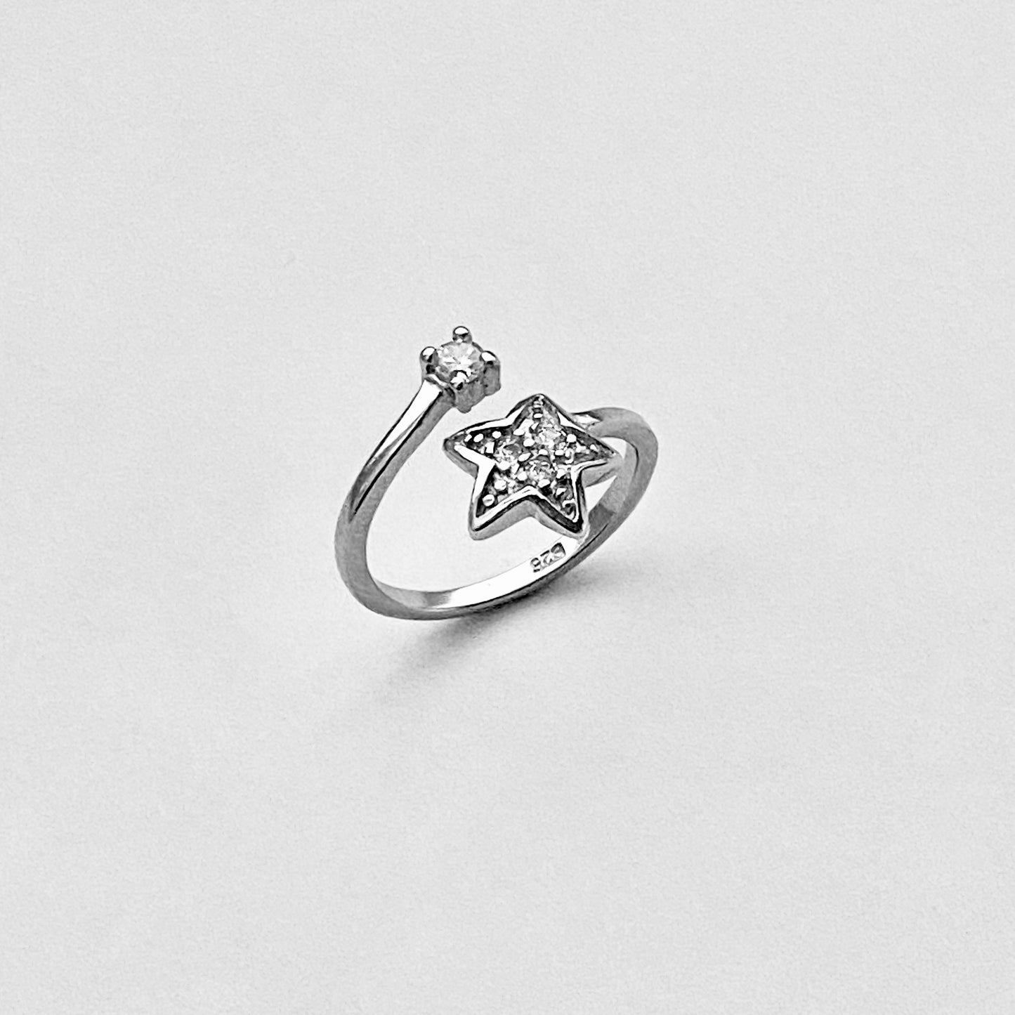 Sterling Silver Celestial CZ Star Toe Ring – Dainty Midi Pinky Silver Rings