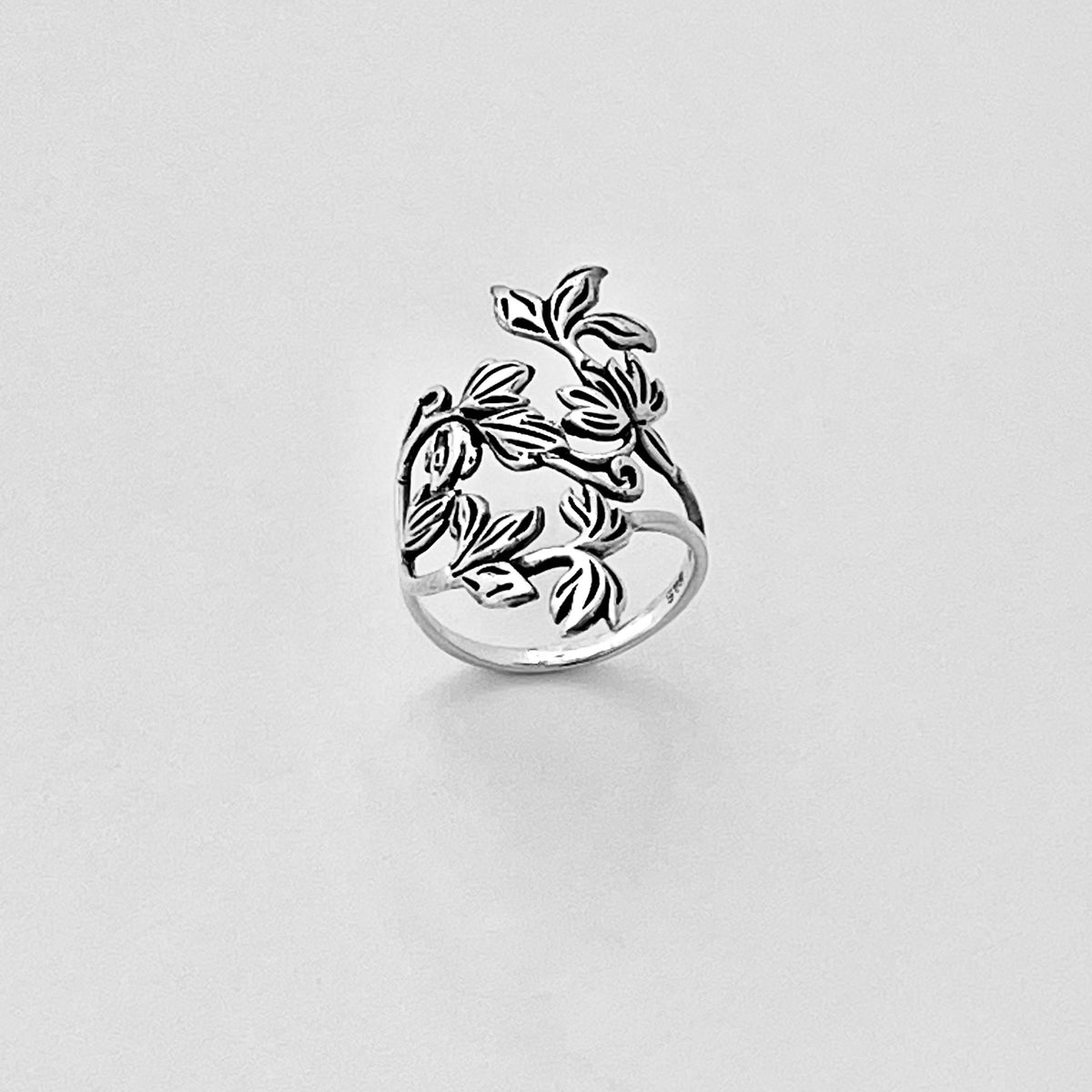 Sterling Silver Delicate Bouquet of Flower Ring  – Statement Boho Floral Silver Rings