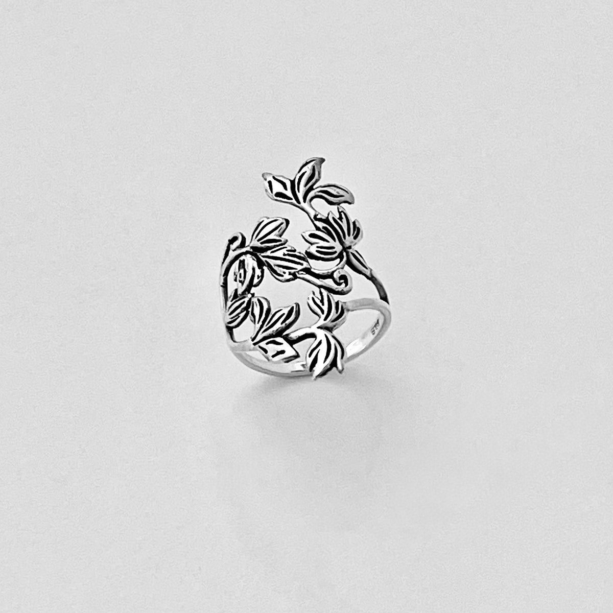 Sterling Silver Delicate Bouquet of Flower Ring  – Statement Boho Floral Silver Rings